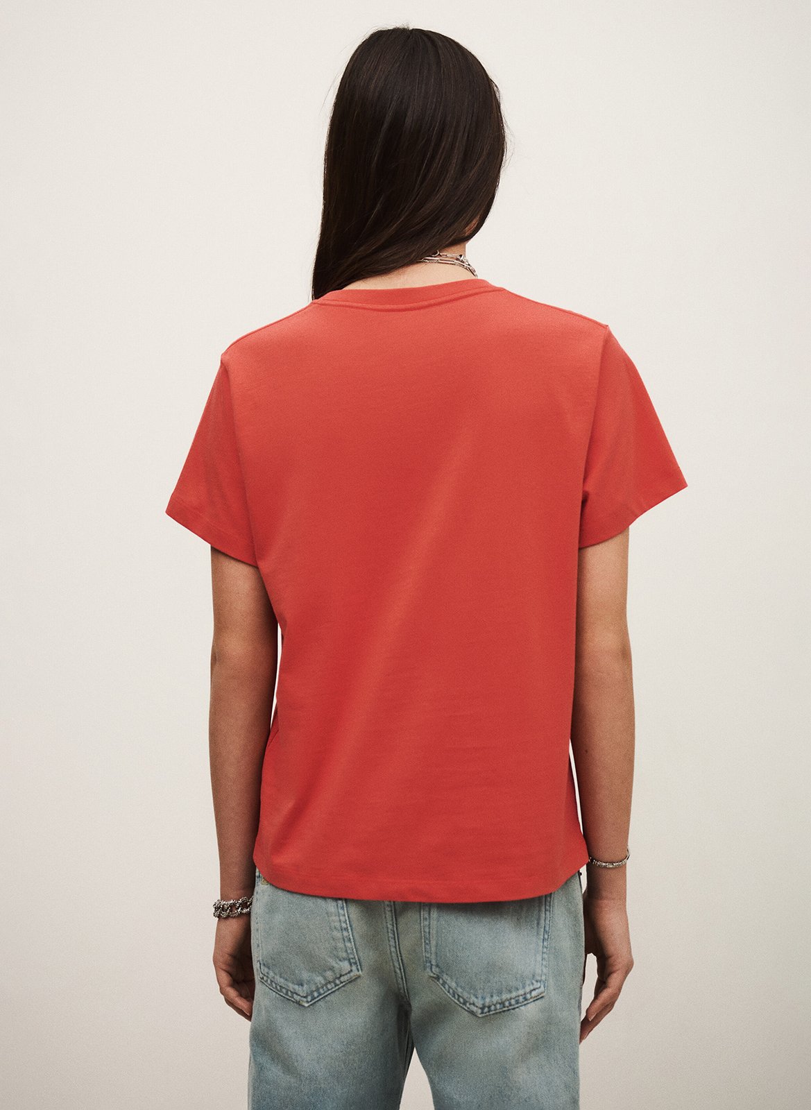 Tee-shirt droit sérigraphié en coton ioni BA&SH Rouge