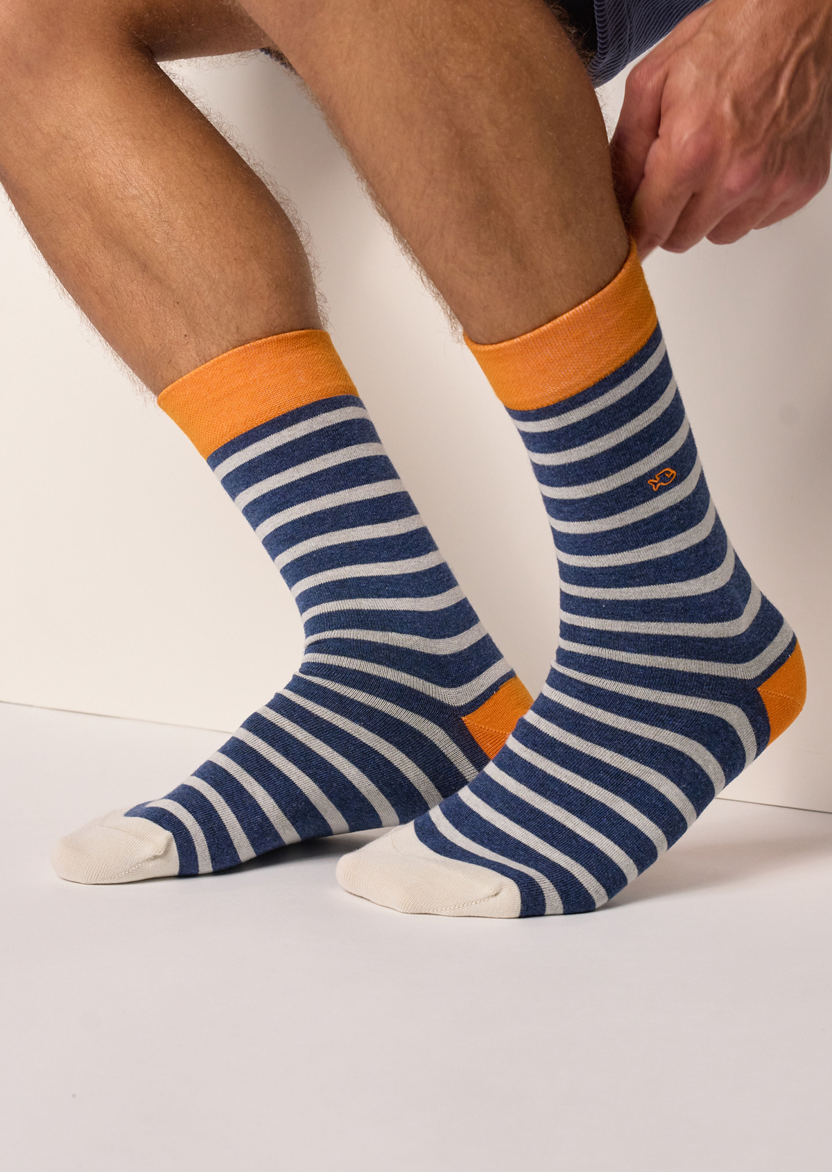 Chaussettes en coton peigné à rayures larges BILLYBELT Bleu