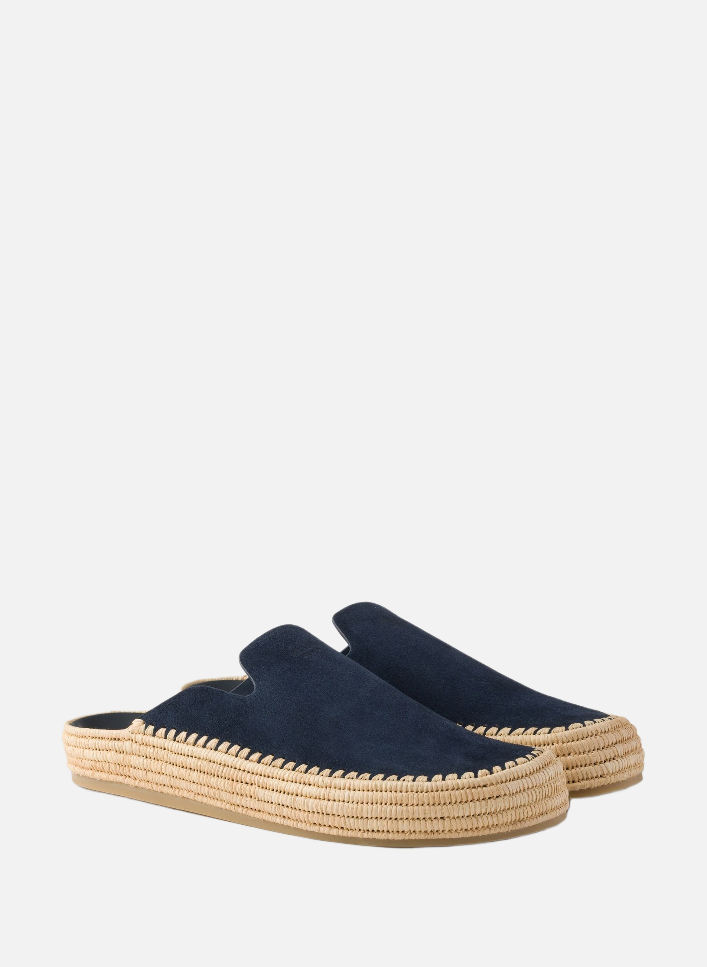 Mules en veau velours PRADA Bleu