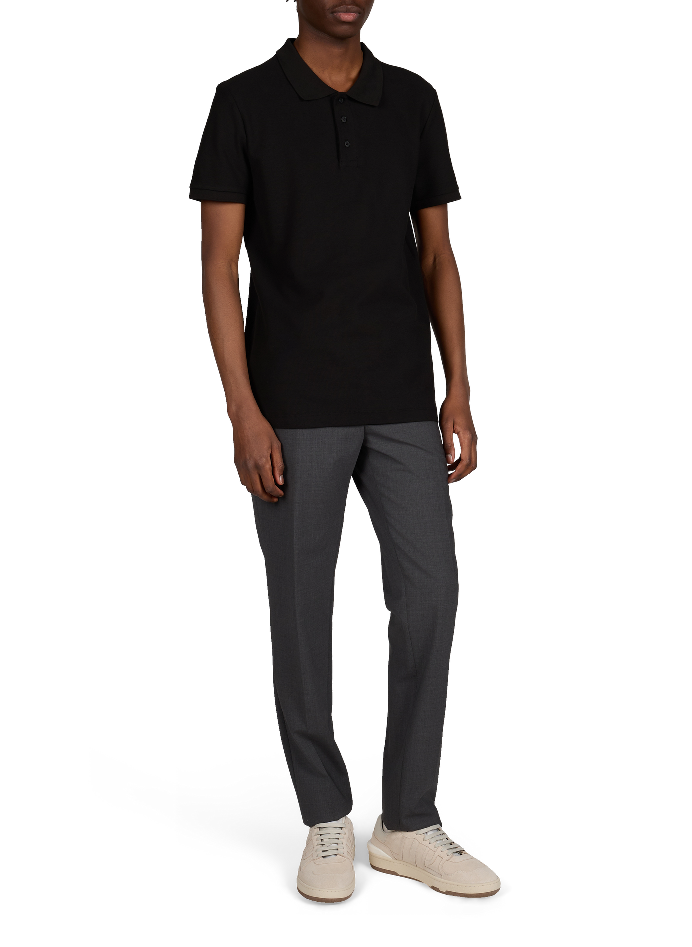 Polo manches courtes en coton AU PRINTEMPS PARIS Noir