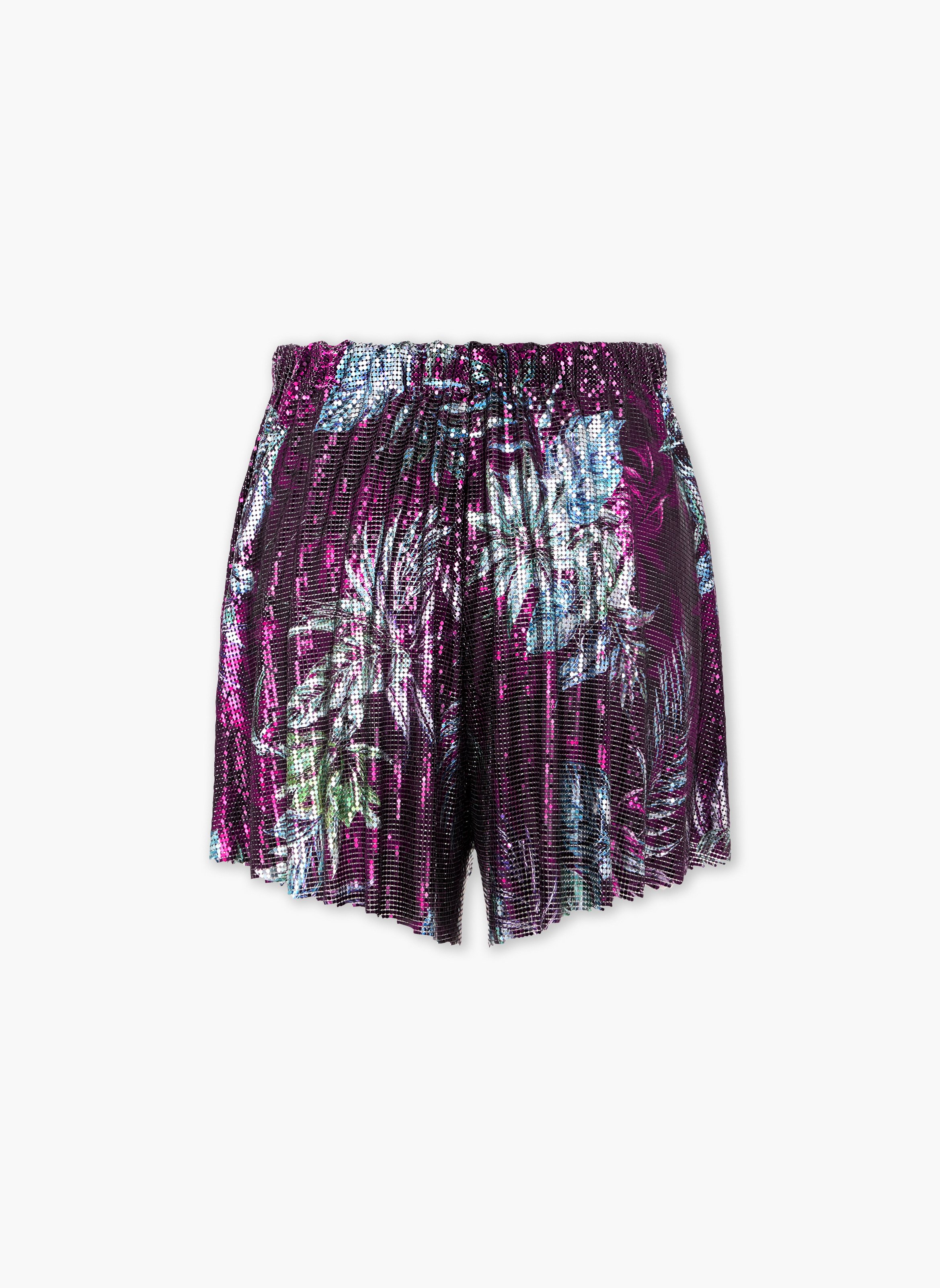 Short en mesh à imprimé palmiers RABANNE Bleu