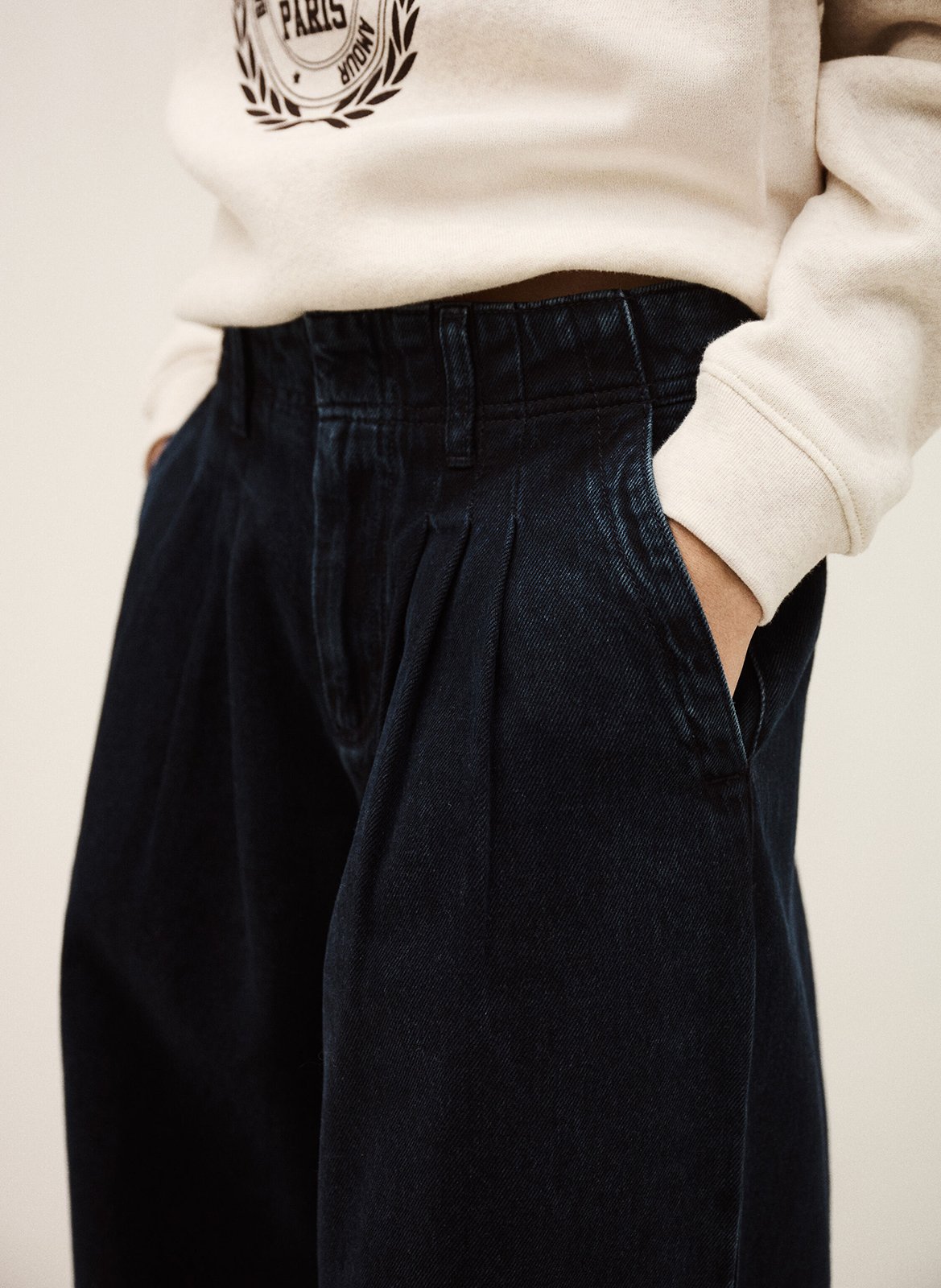 Pantalon large à pinces délavé toby BA&SH Bleu