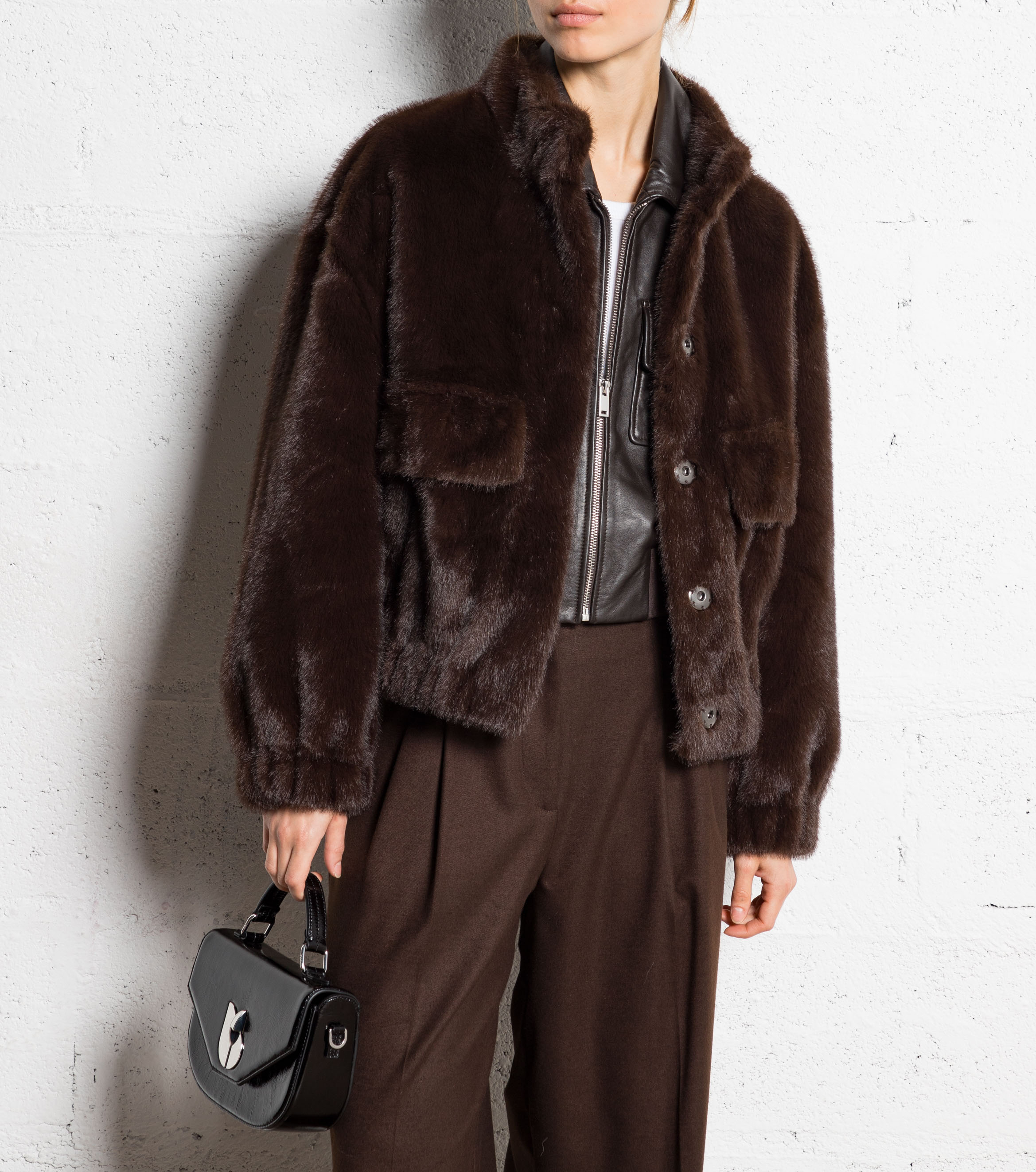 Veste ample col montant en fourrure synthétique paros BA&SH Marron