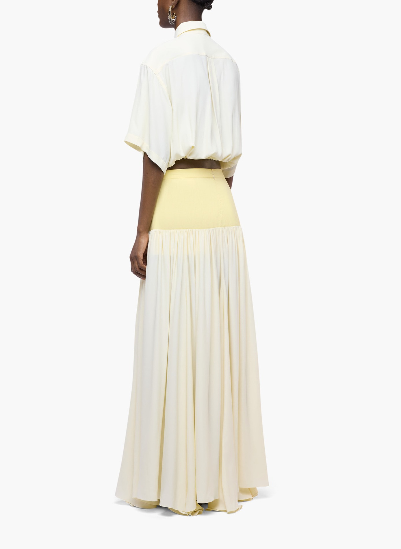 Crop top chemise en crepe de chine avec détail de noeud RABANNE Blanc