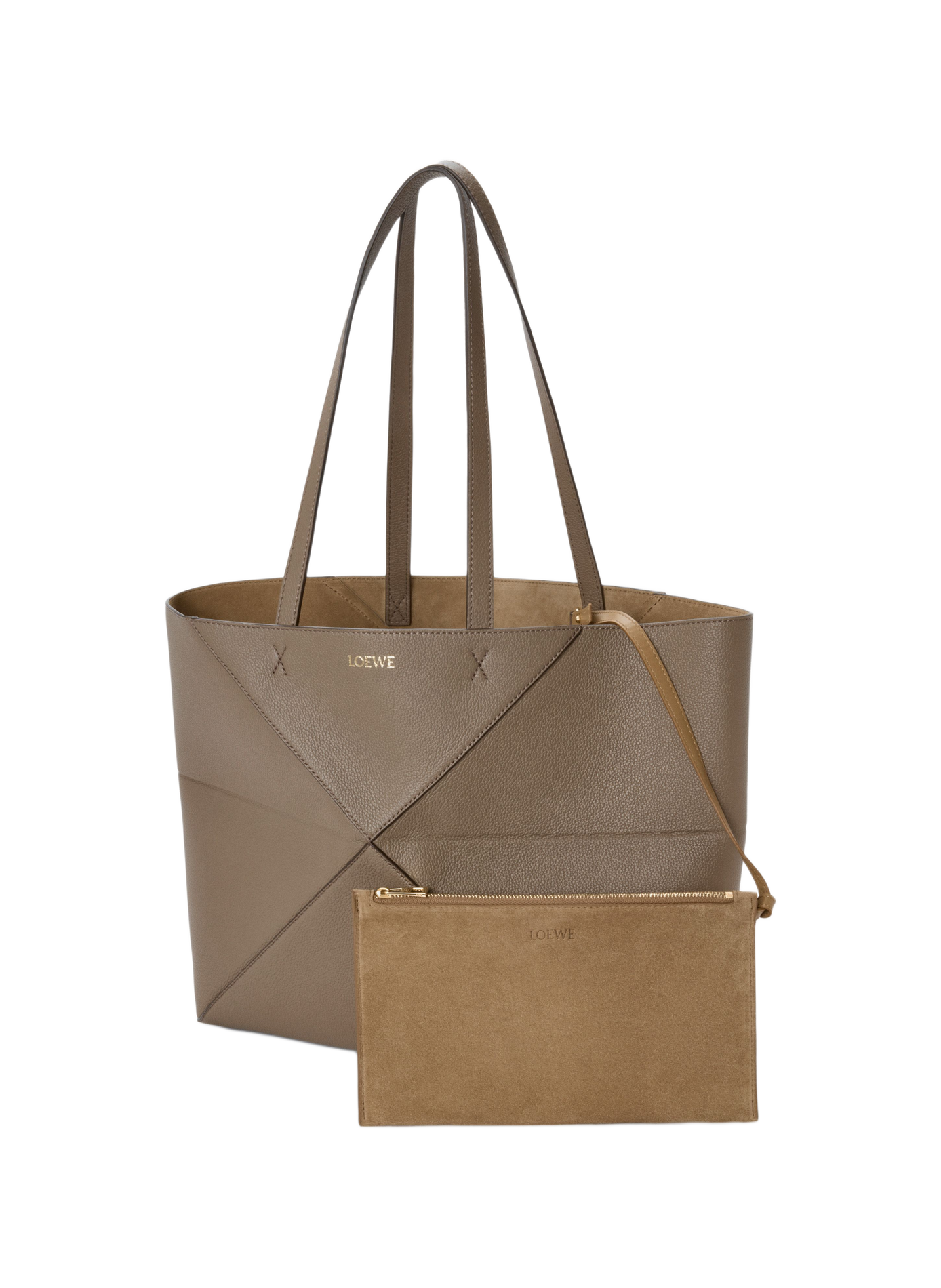 Bolso Puzzle Fold mediano horizontal de cuero de becerro granulado suave LOEWE Beige