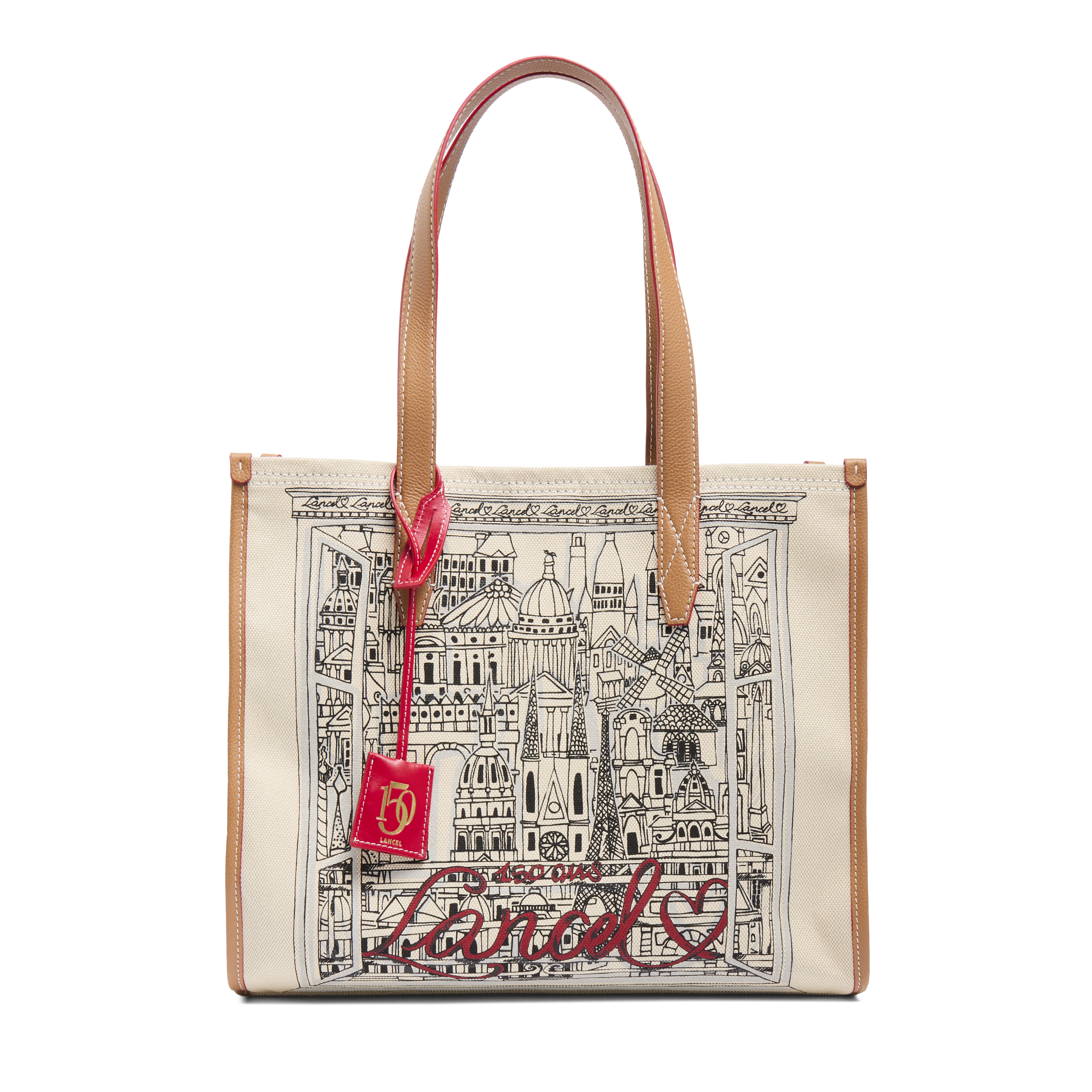 Shopper bag capsule 150 jaar in canvas en rundleer LANCEL Veelkleurig