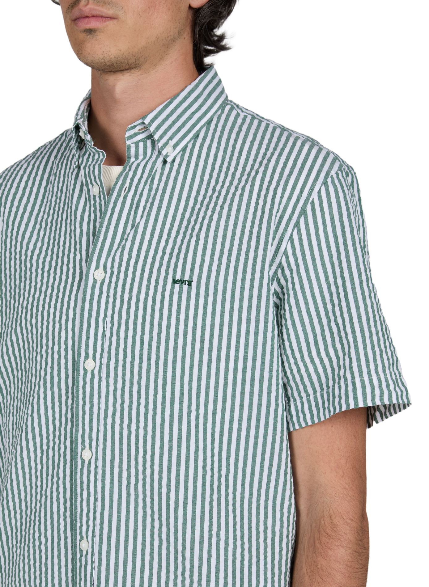Camisa texturizada a rayas de algodón LEVI'S Verde