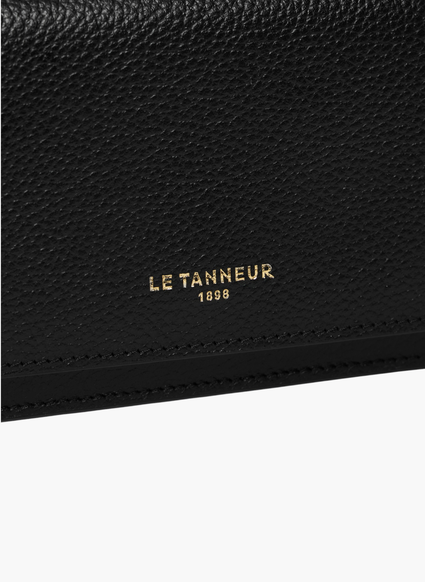 Porte cartes à rabat moyen modèle louison en cuir grainé LE TANNEUR Noir