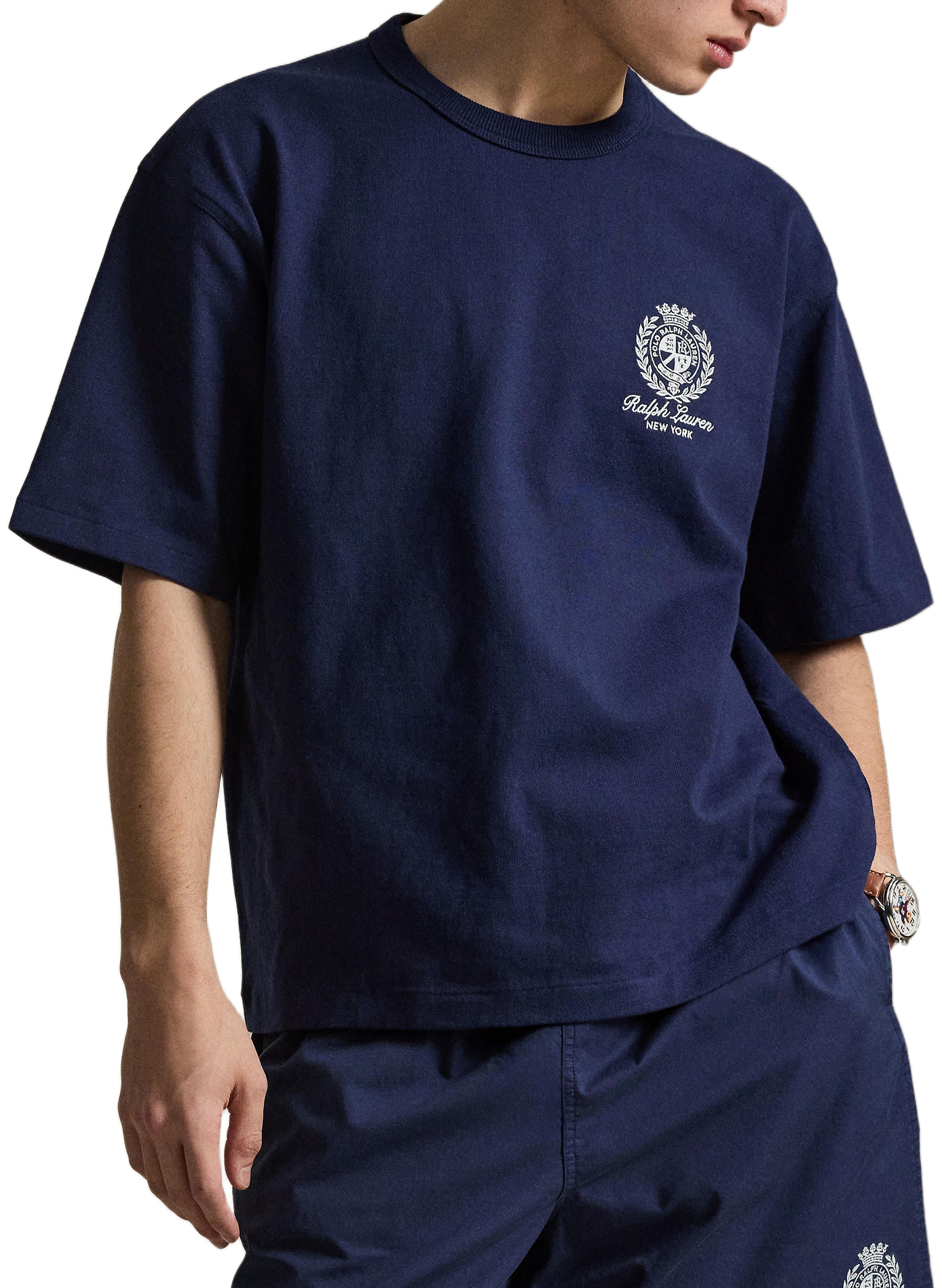 T-shirt droit à logo en coton POLO RALPH LAUREN Bleu