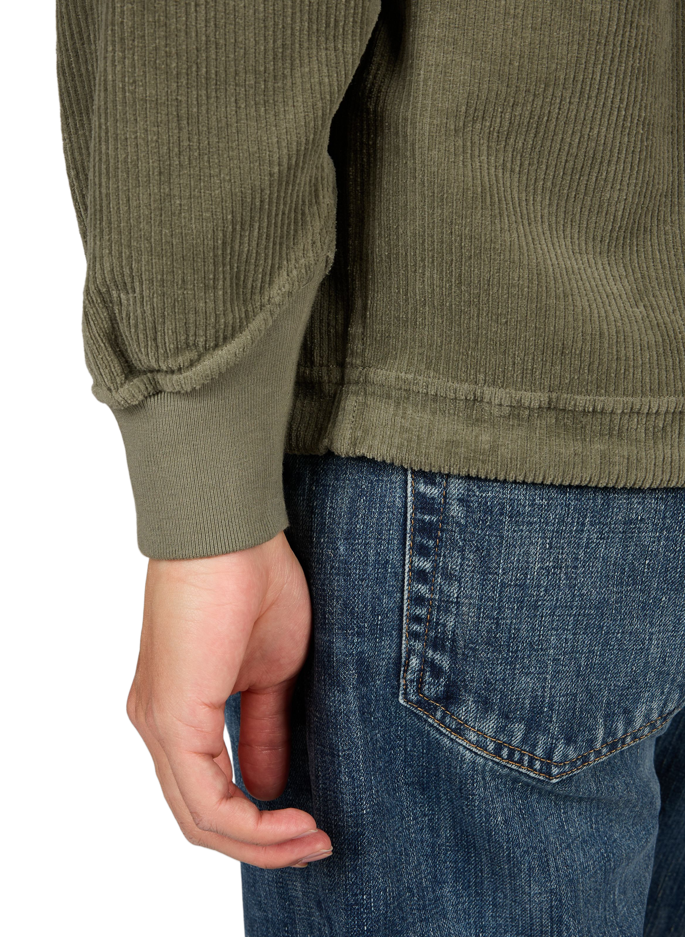 Round neck sweatshirt in velvet STONE ISLAND Khaki