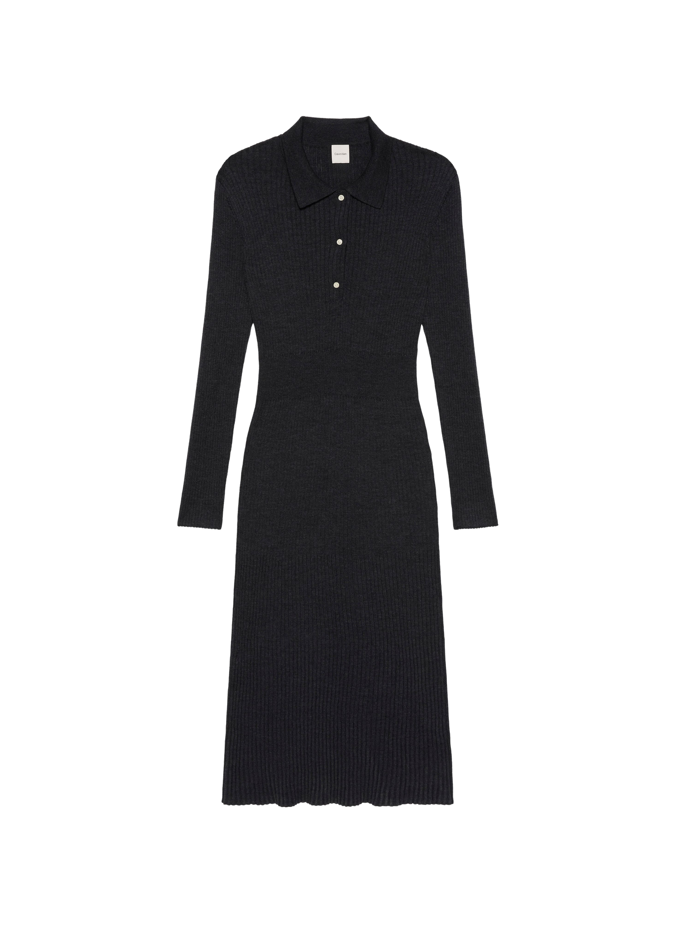 Eng anliegendes geripptes Midikleid CALVIN KLEIN Grau