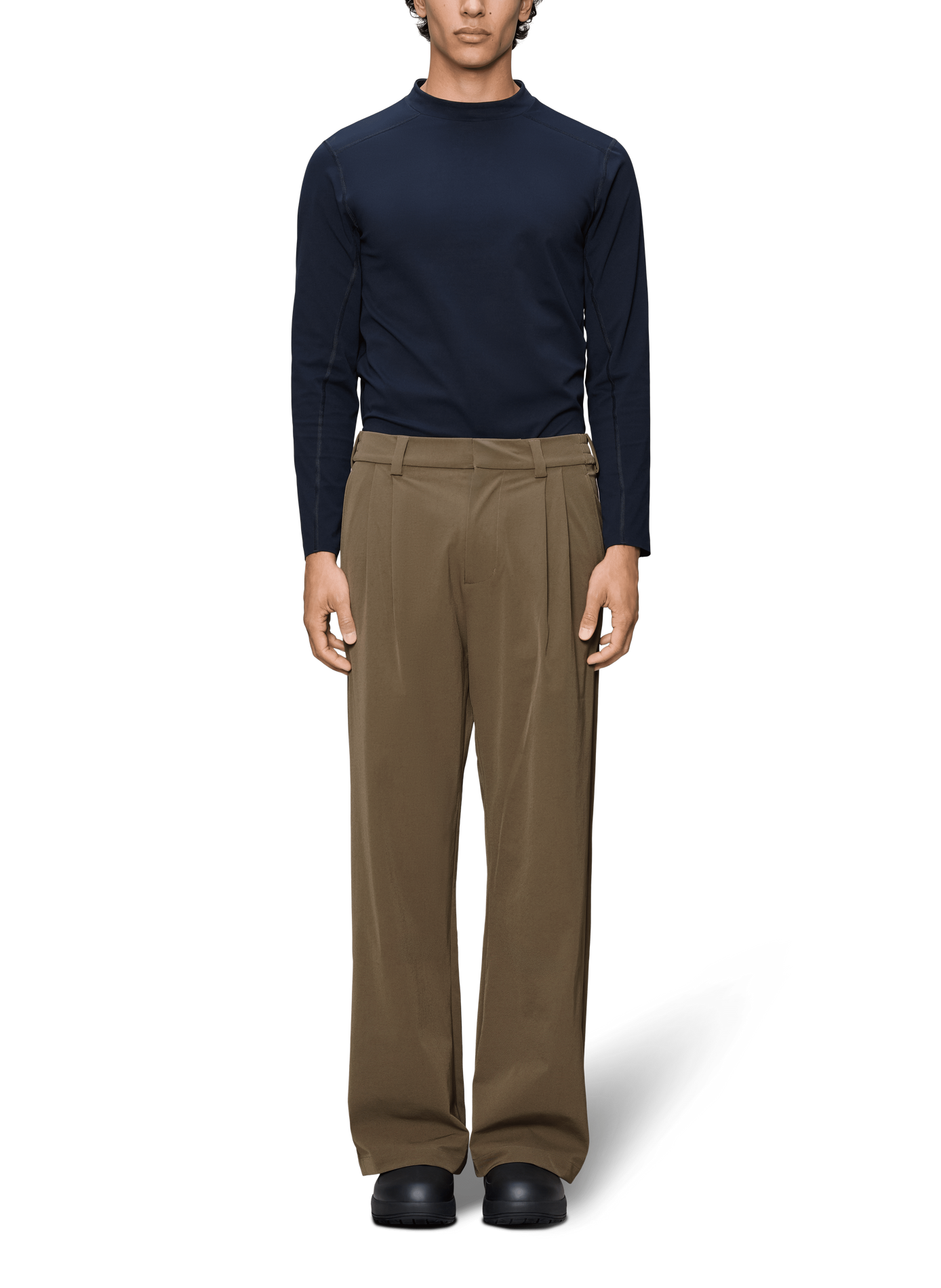 Pantalon large à pinces RAINS Marron