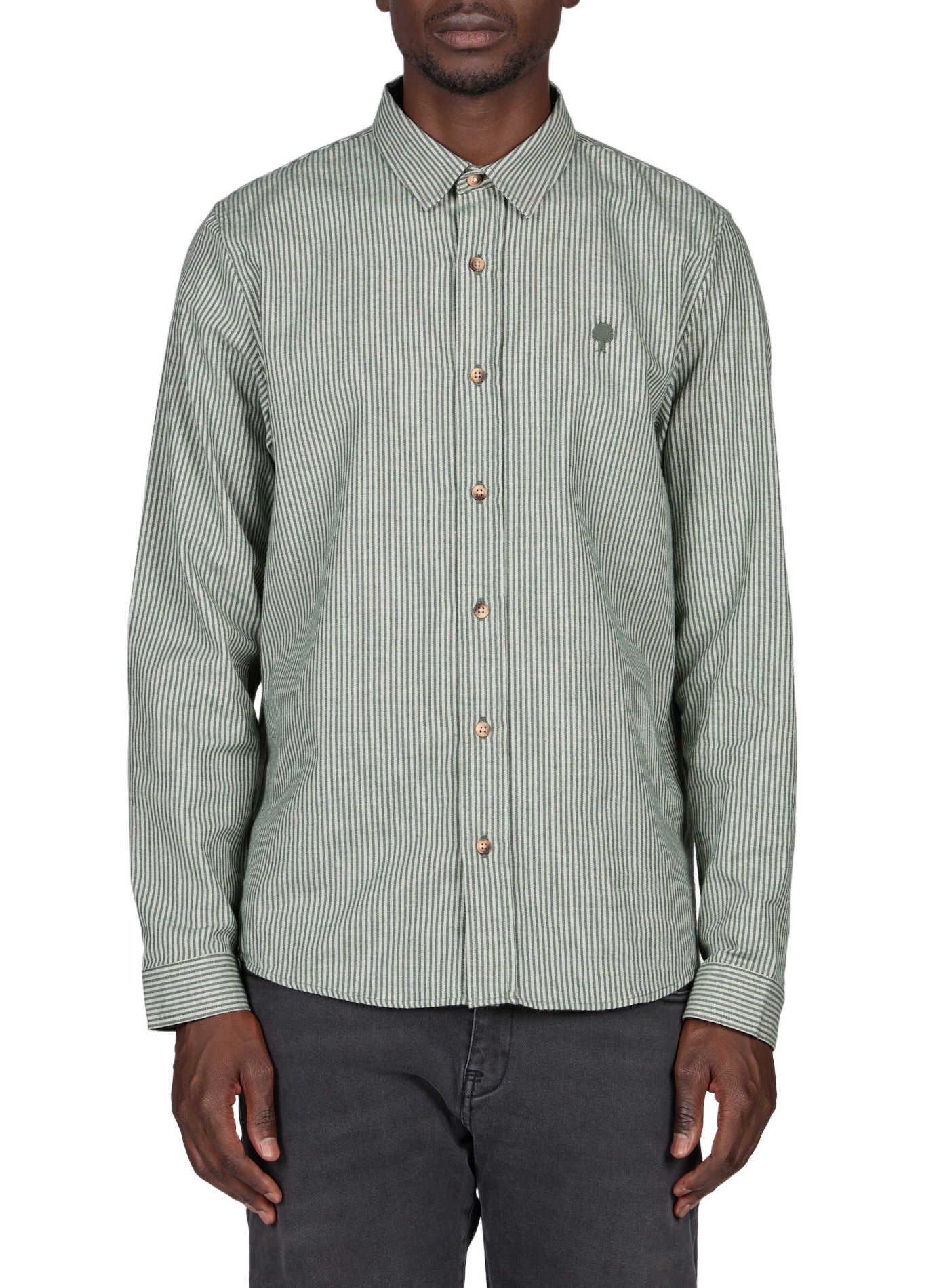 Long-sleeved striped cotton shirt FAGUO Green