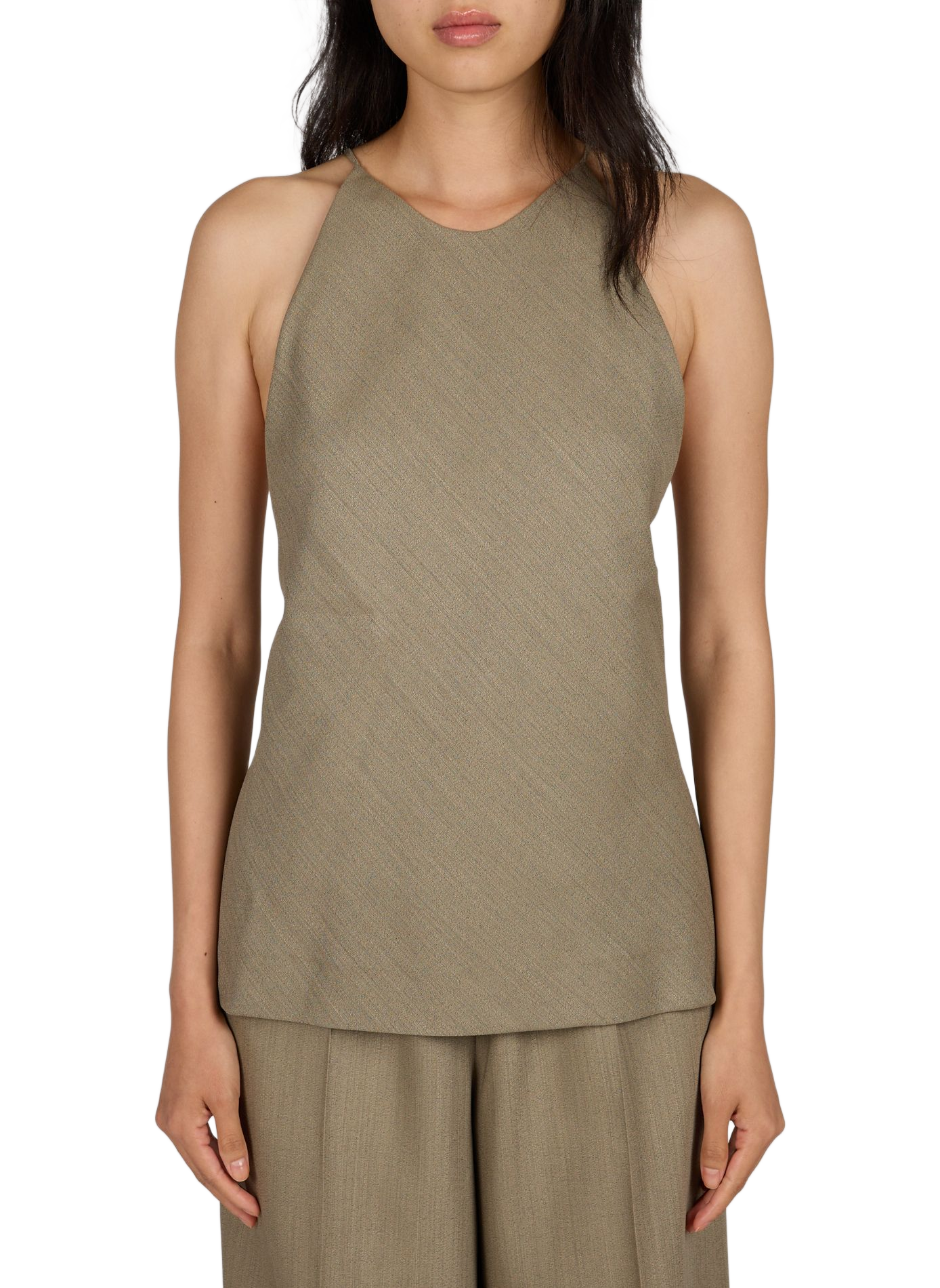 Top dos nu Erin en laine mélangée CALVIN KLEIN COLLECTION Marron