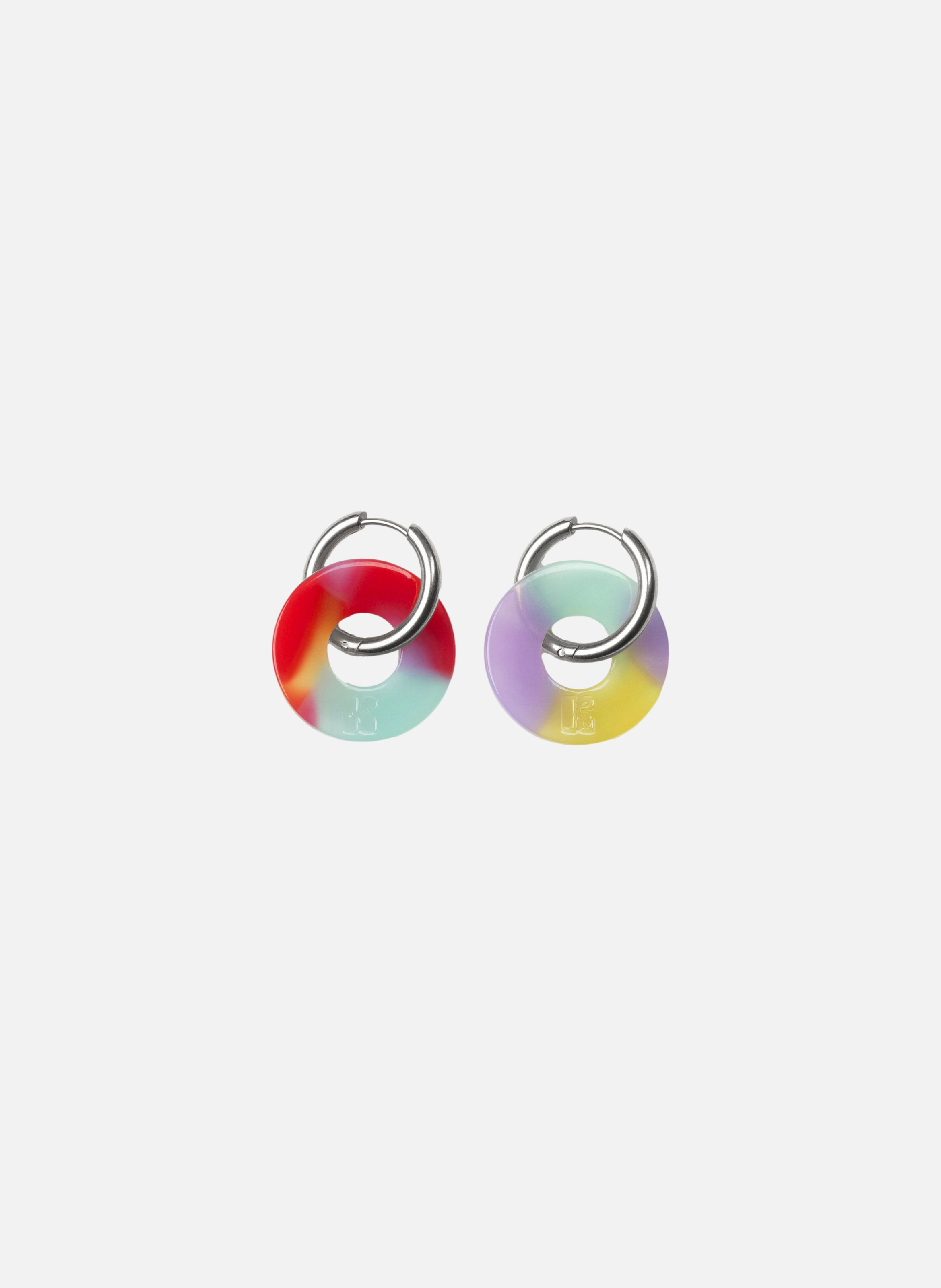 Boucles d'oreilles donuts avec anneaux en acier inoxydable argenté  Muse