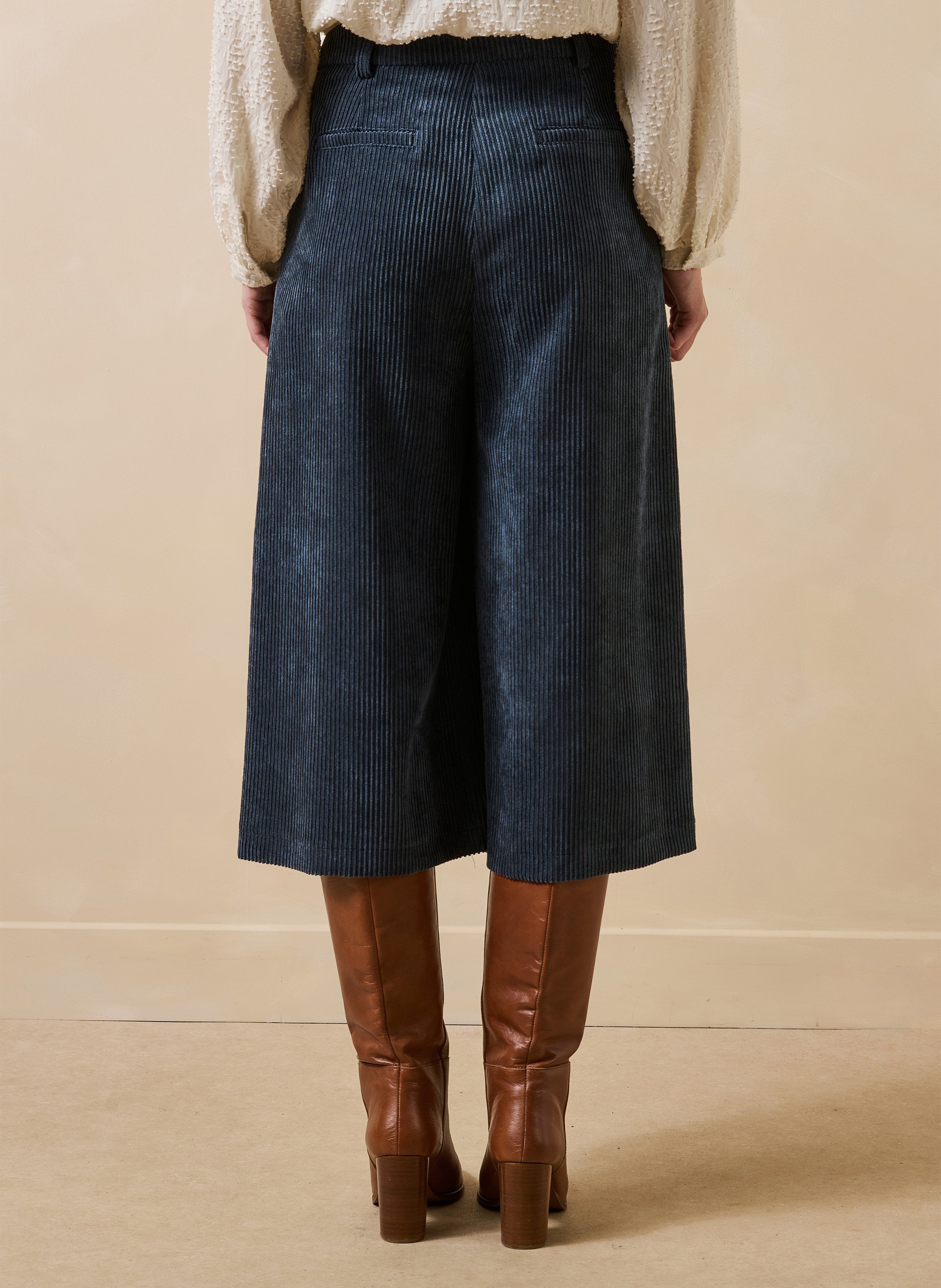 Lange bermuda van ribfluweel LA FEE MARABOUTEE Blauw
