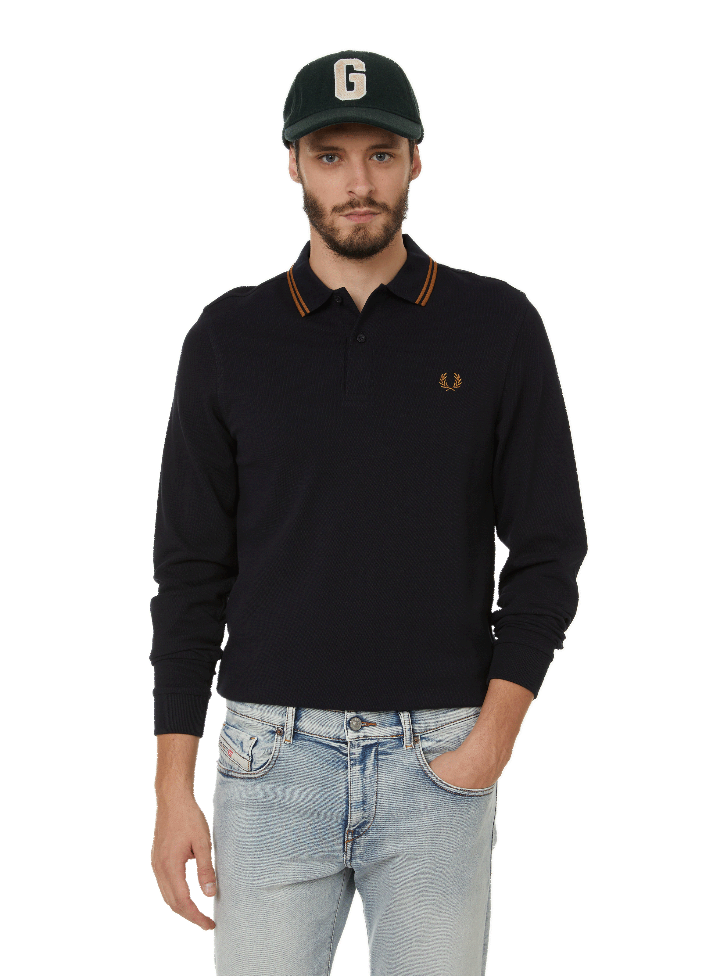 Polo à manches longues en coton piqué