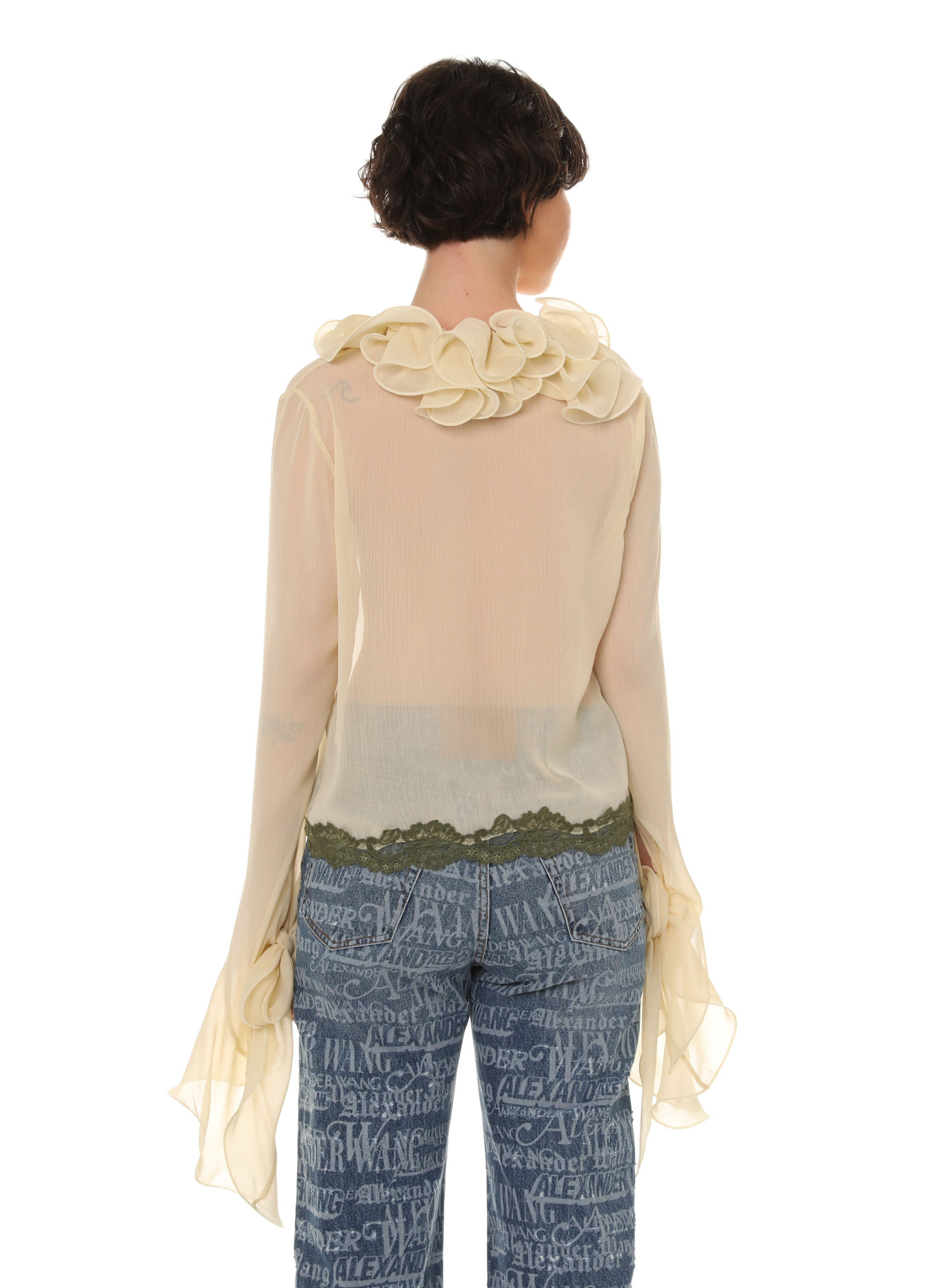 Ruffled sheer blouse VAILLANT Yellow