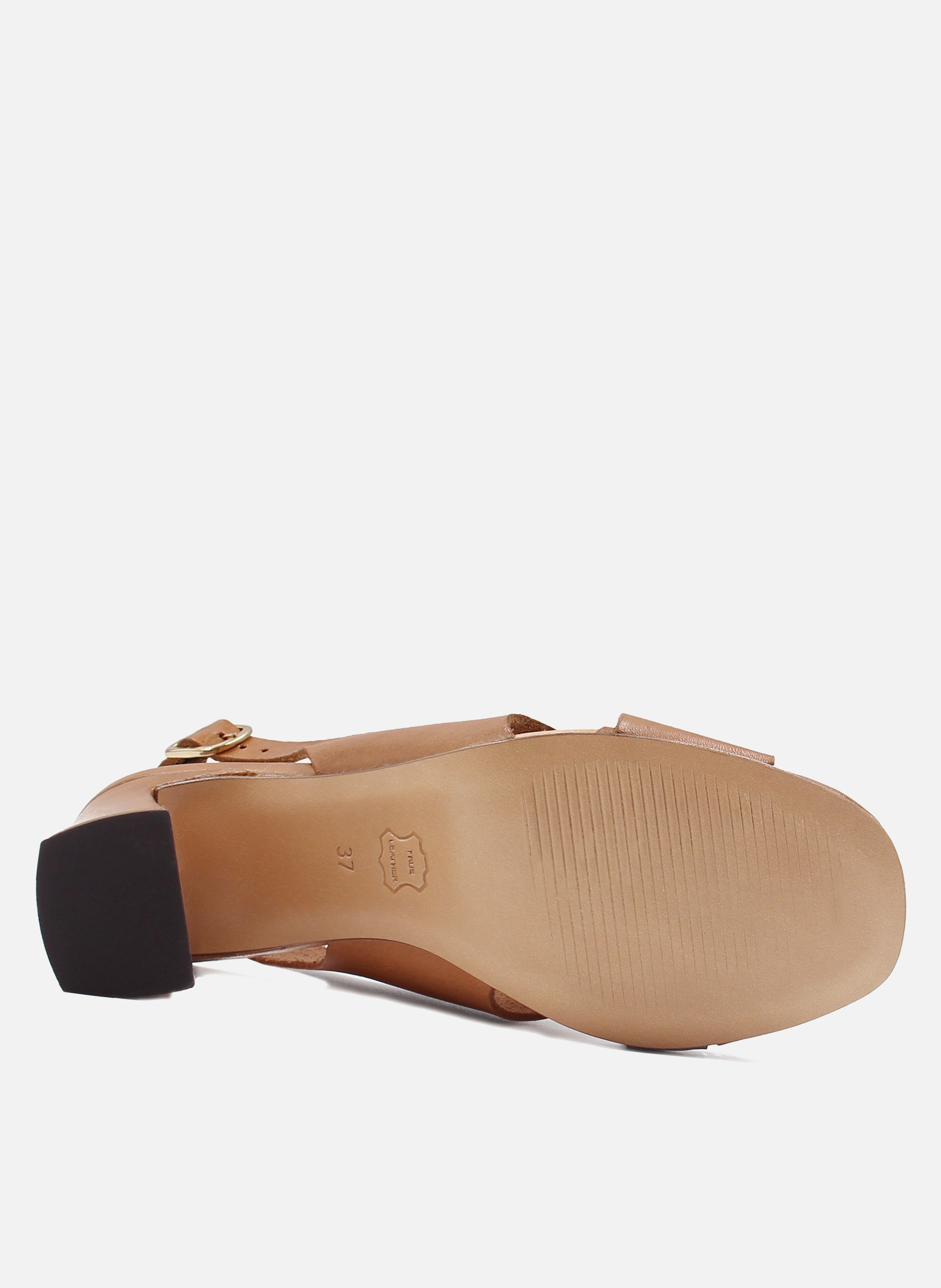 Sandales graphique cuir tannage végétal JULES & JENN Marron