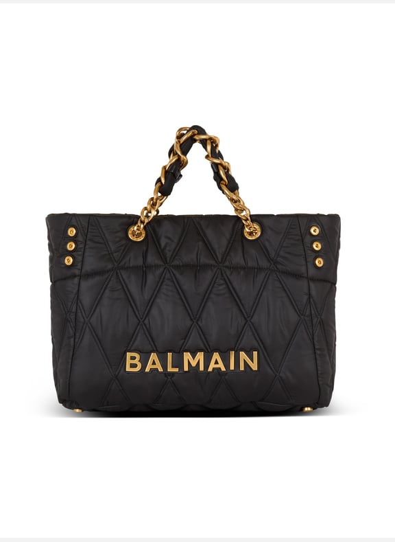 Sac cabas 1945 soft en nylon matelassé à motif diamond Noir by BALMAIN BALMAIN Sac cabas 1945 soft en nylon matelassé à motif diamond Noir
