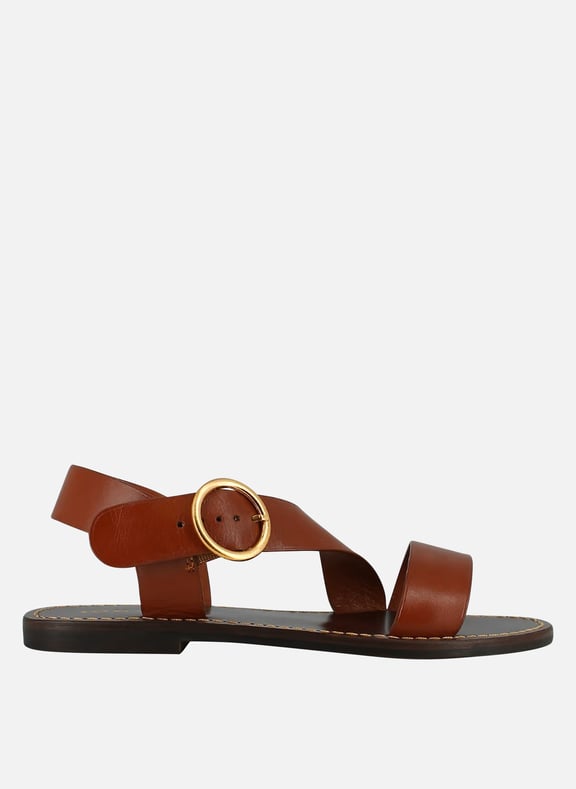 Sandales plates en cuir welbi Marron by JONAK JONAK Sandales plates en cuir welbi Marron