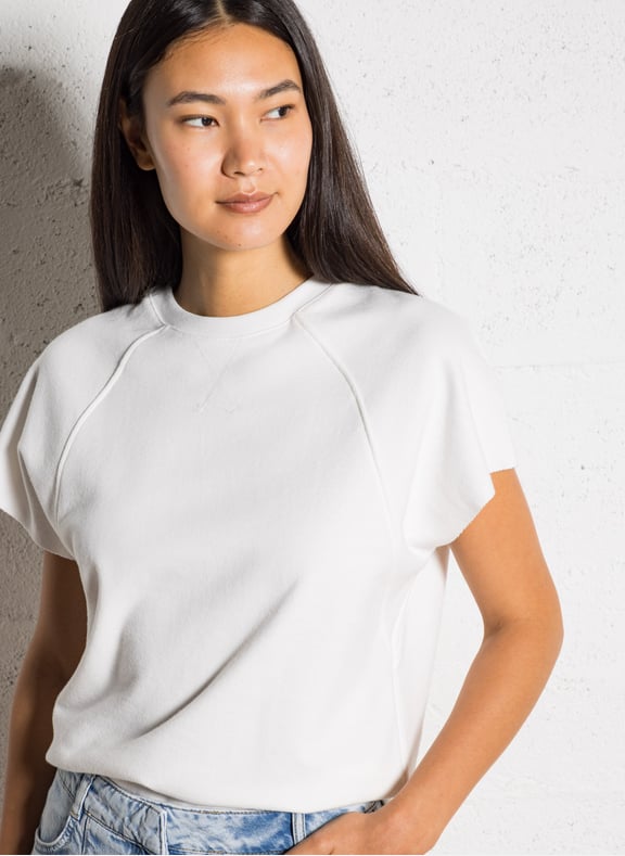 Sweat col rond en coton Blanc by IKKS IKKS Sweat col rond en coton Blanc