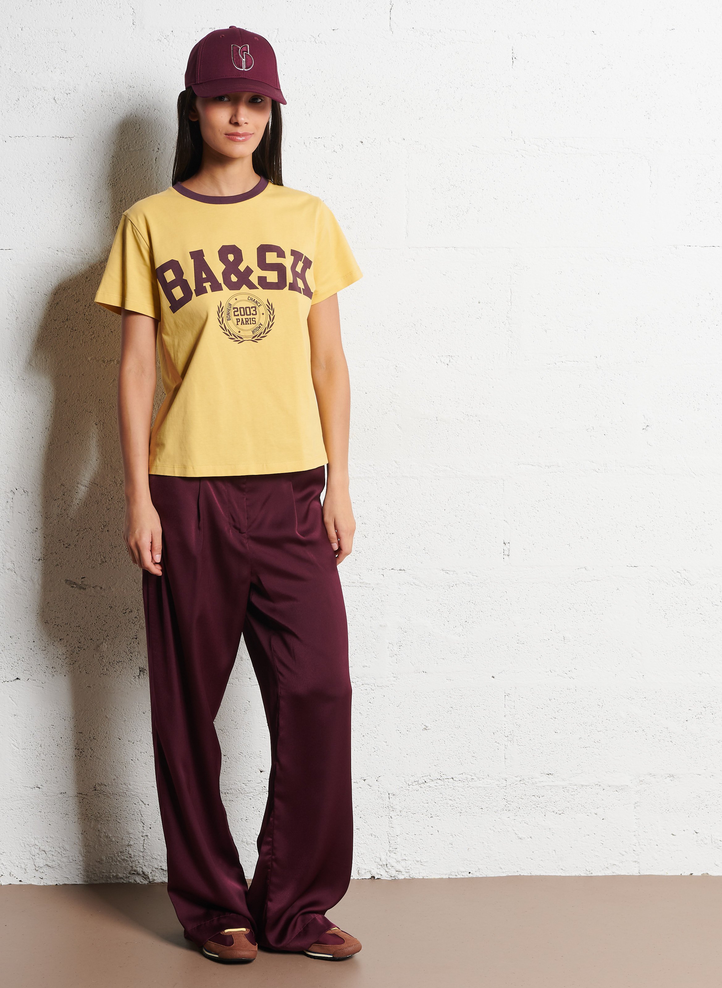 Pantalon droit satiné taille haute charly BA&SH Violet