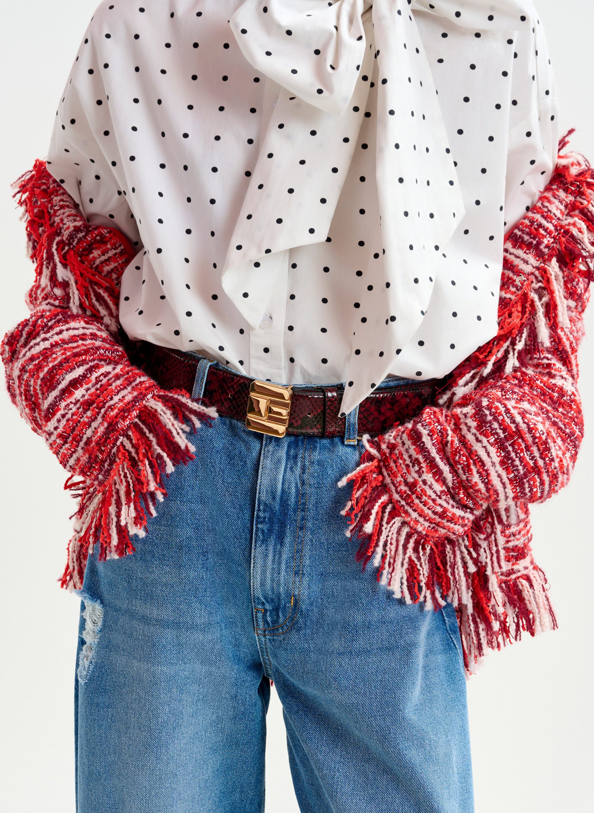 Ceinture en cuir imprimé isnake ESSENTIEL ANTWERP Rouge