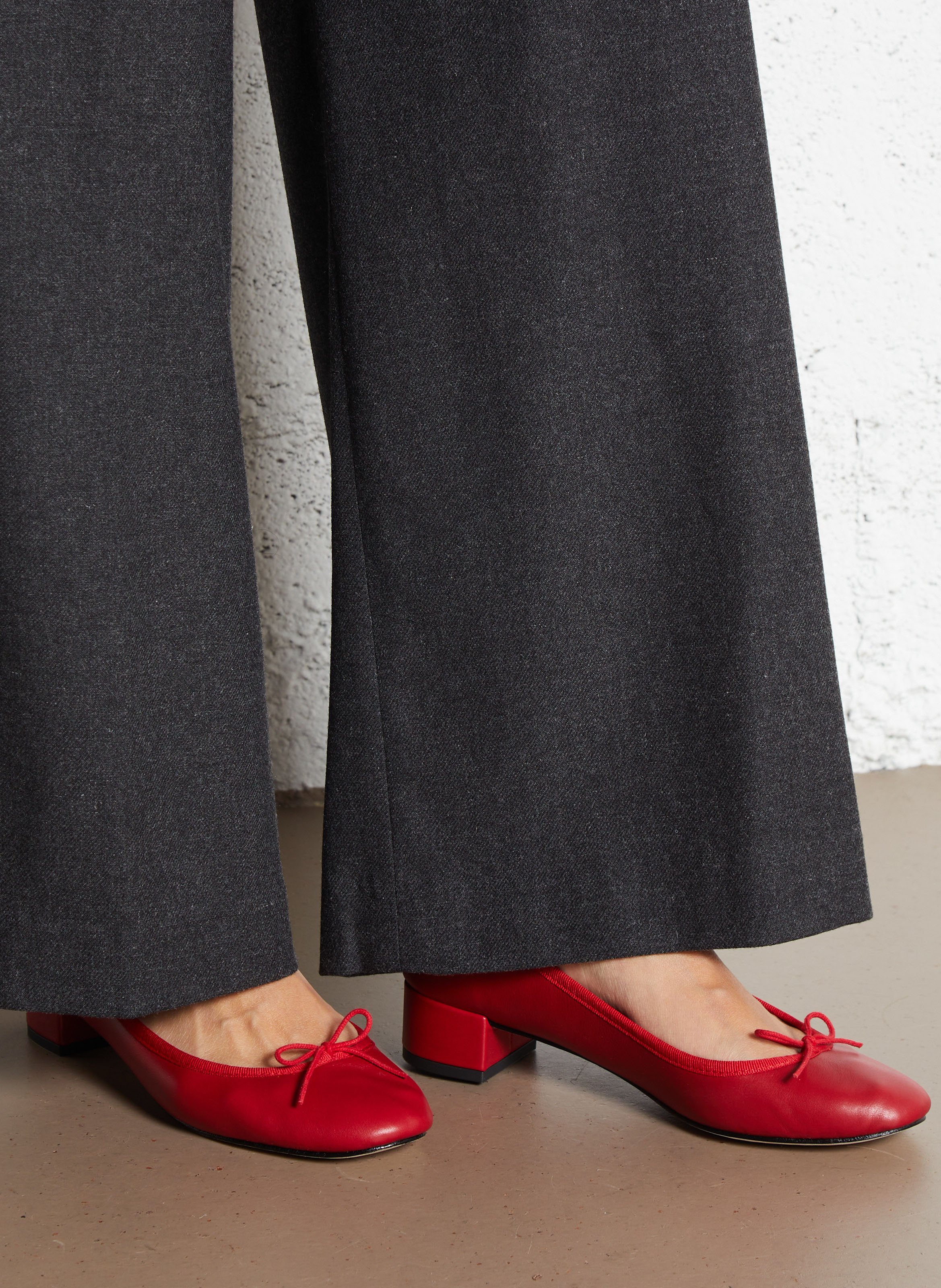 Ballerines à petits talons en cuir camille REPETTO Rouge