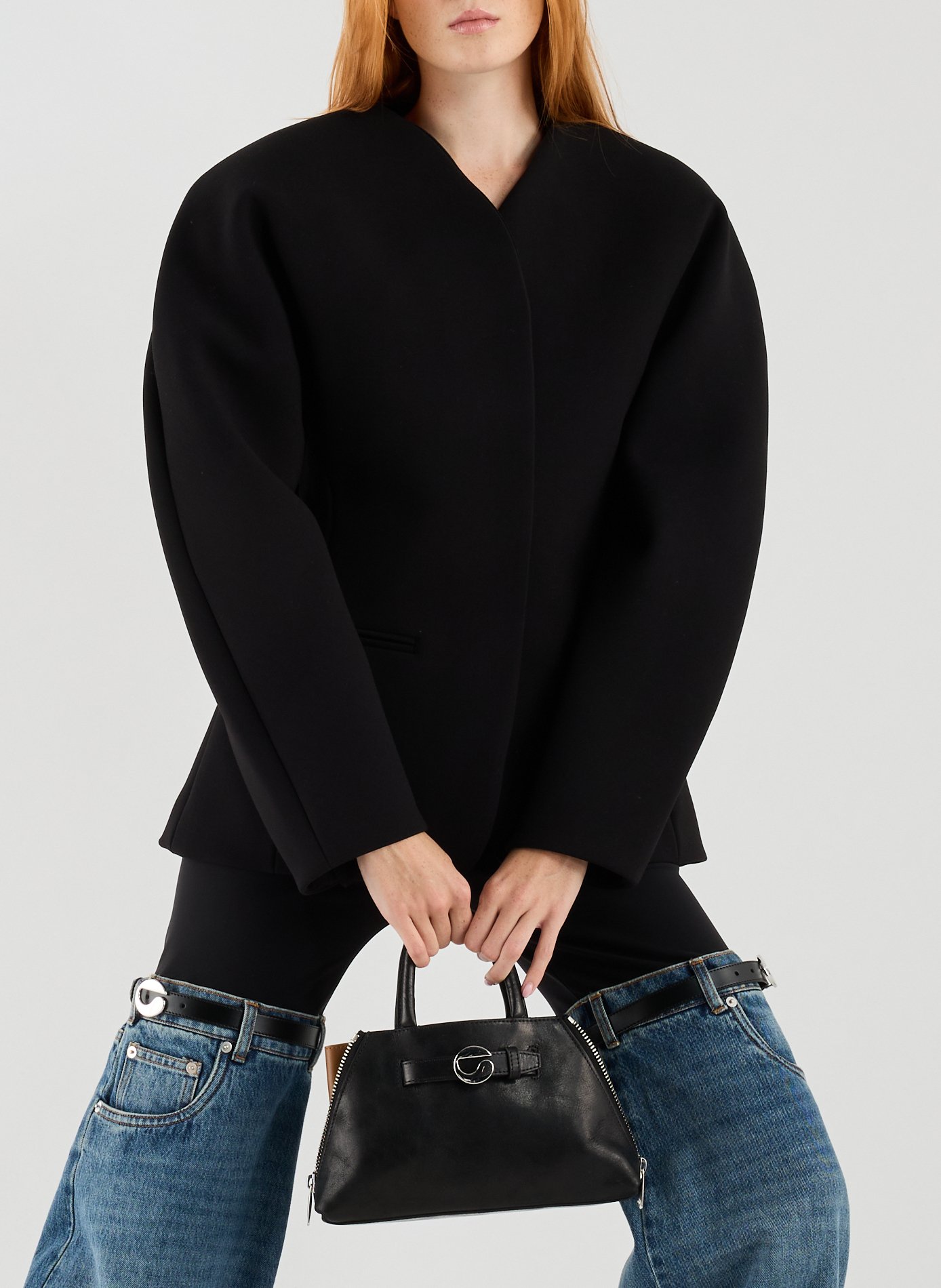 Data leather shoulder bag COPERNI Black