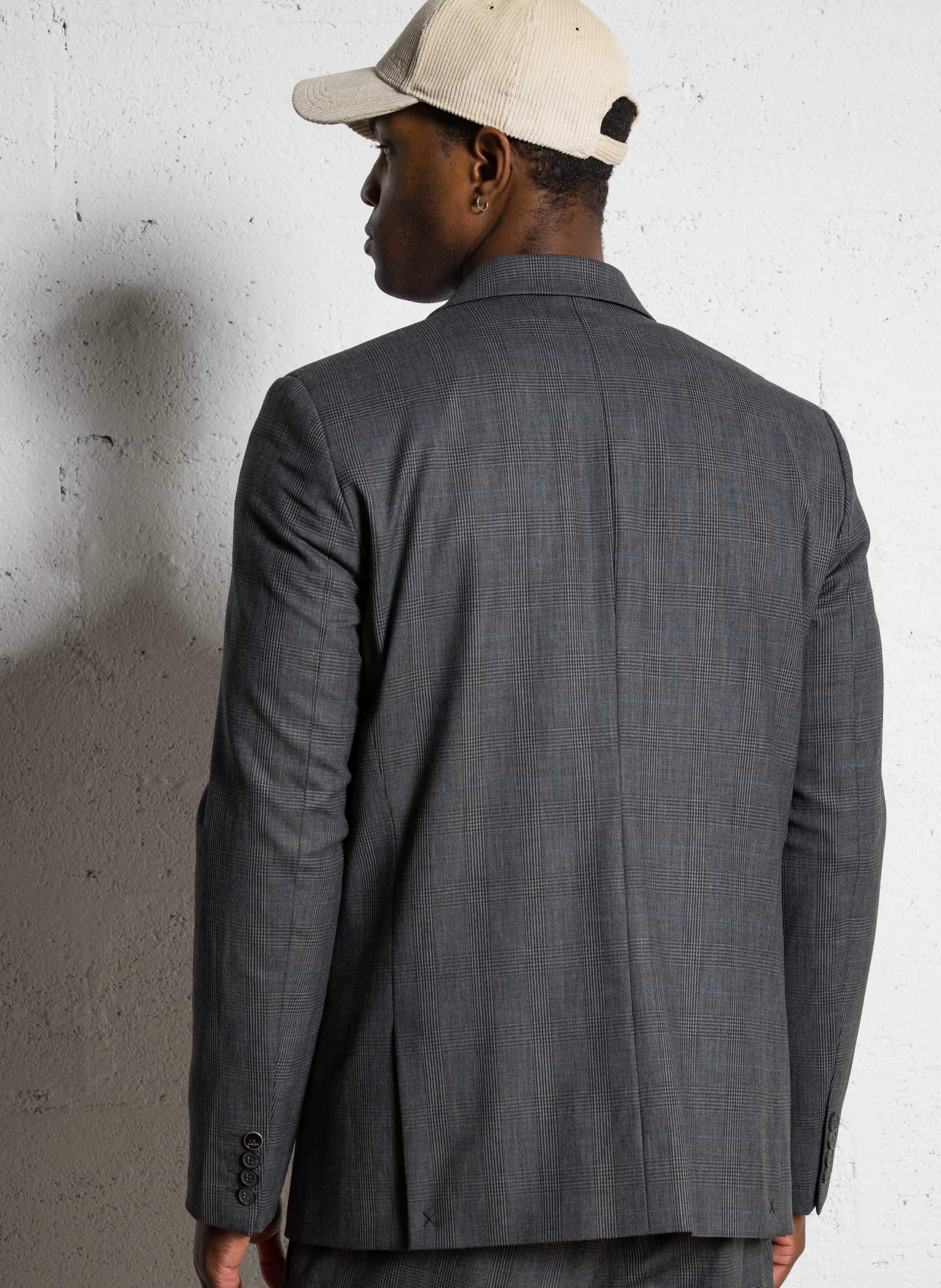 Veste de costume à carreaux IKKS Gris