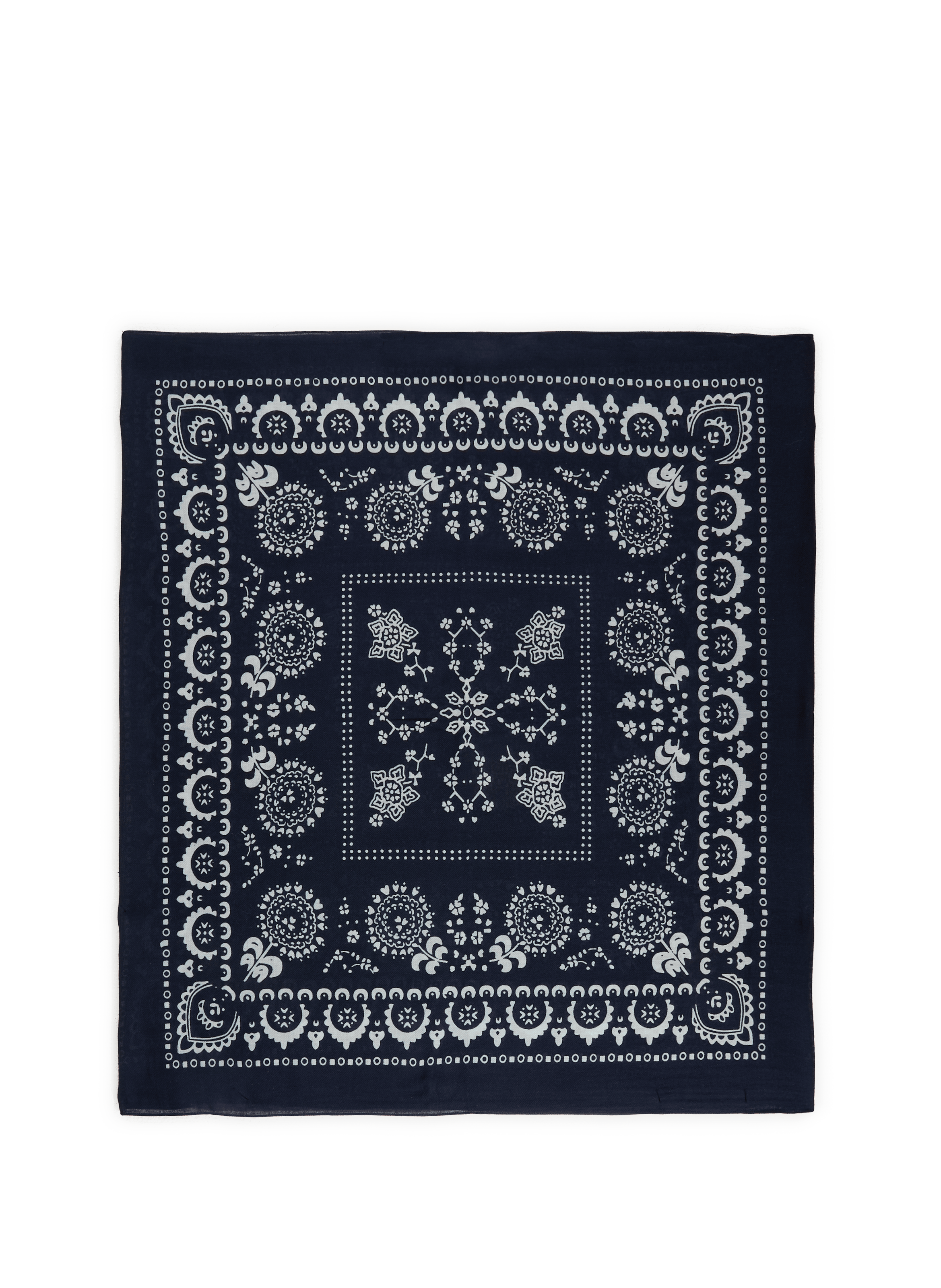 SAISON 1865 Foulard imprimé en coton et laine Bleu