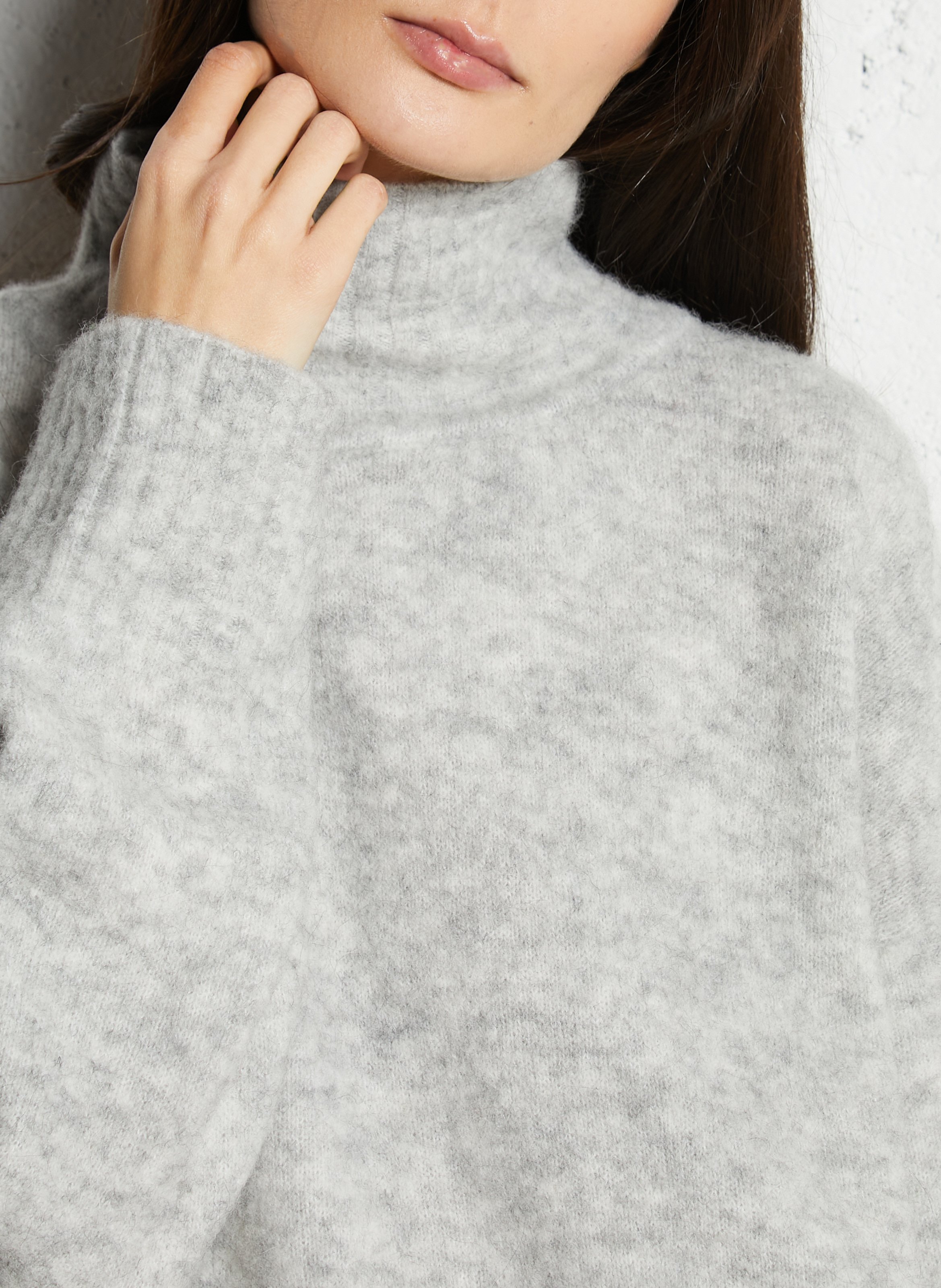 Pull col montant en maille chinée vitow Gris