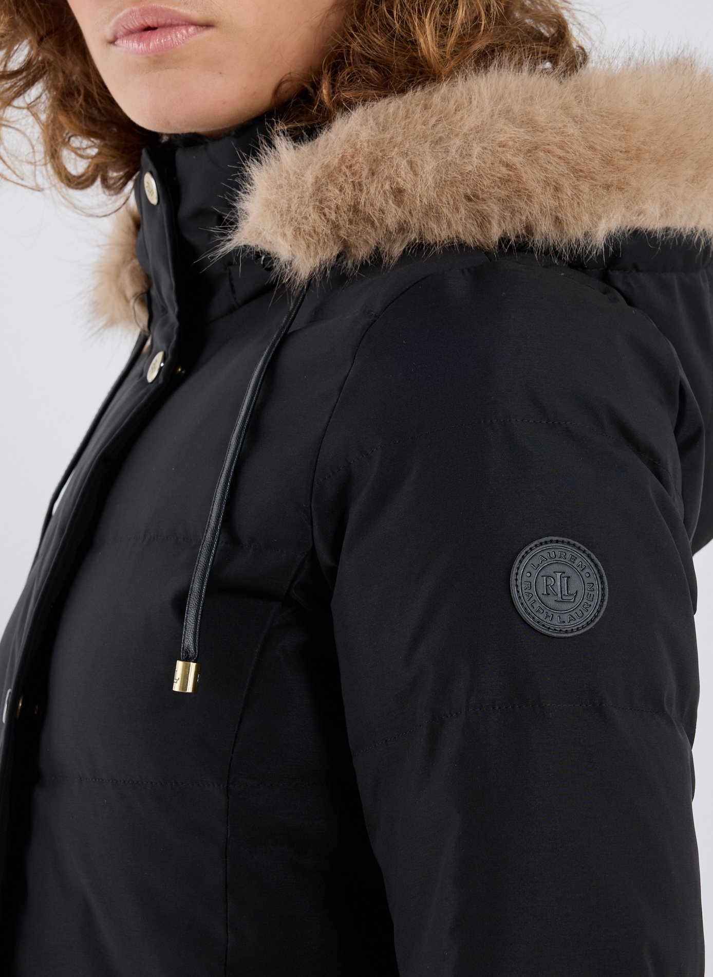 Manteau droit à capuche LAUREN Noir