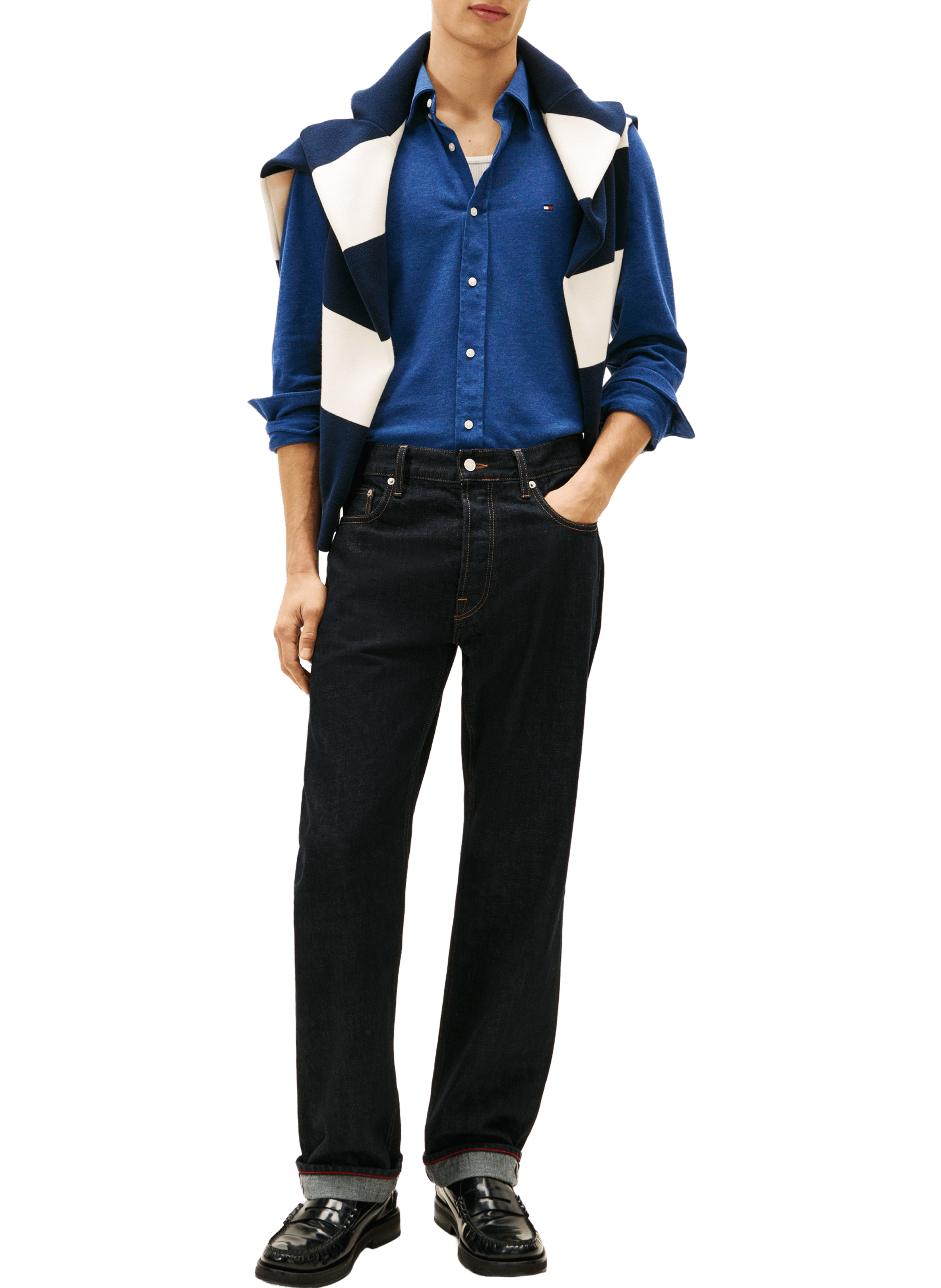 Cotton jersey shirt with logo TOMMY HILFIGER Blue