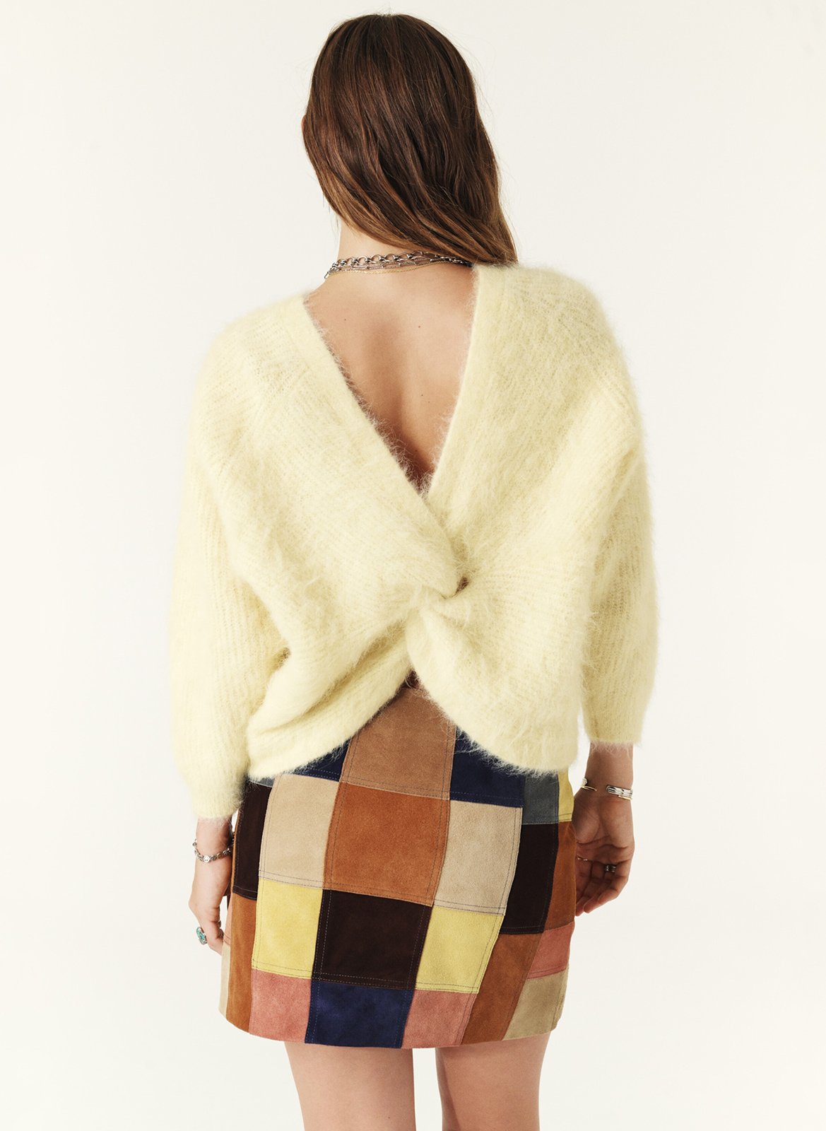 Pull col rond en alpaga mélangée fill BA&SH Beige