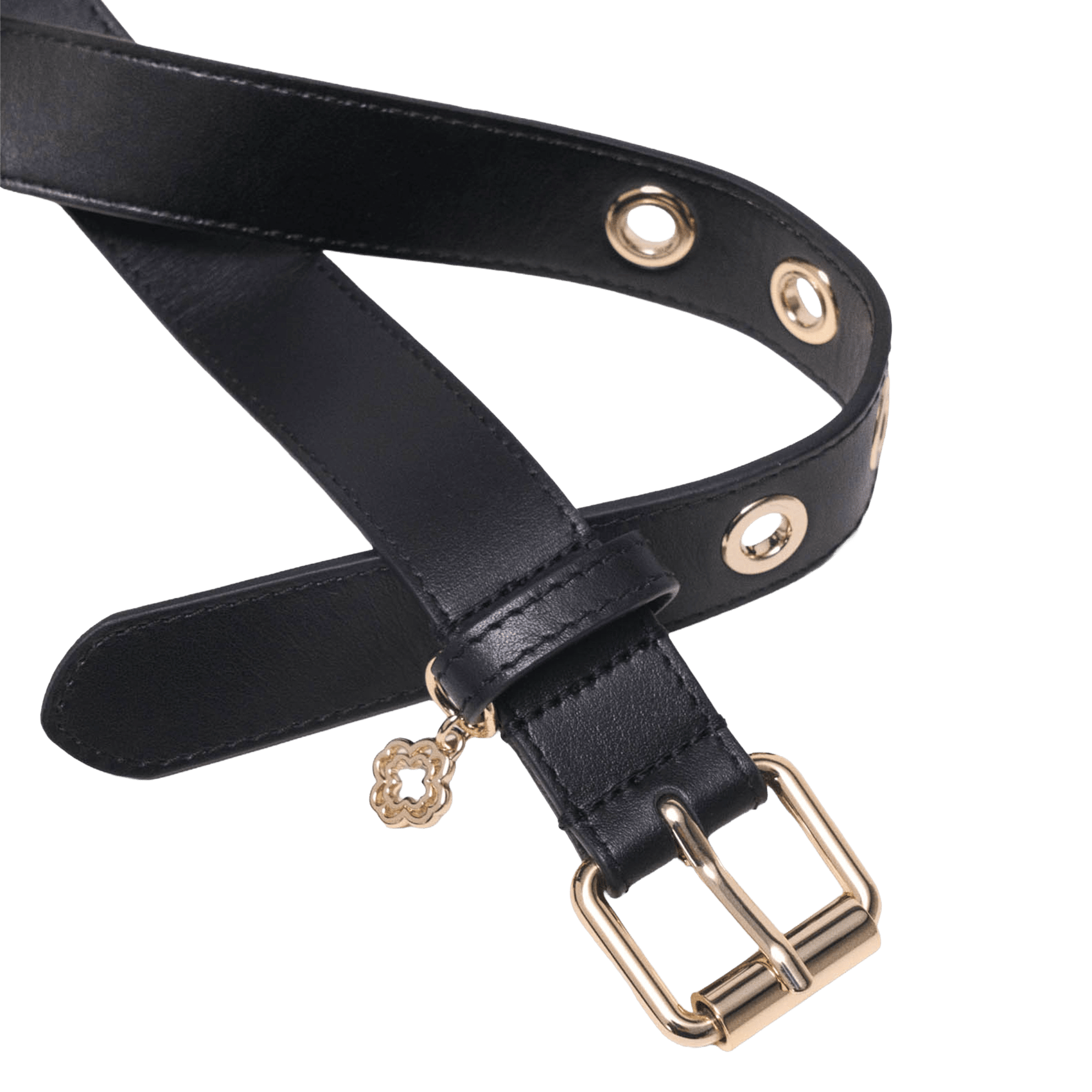 Ceinture unie en cuir lisse Noir