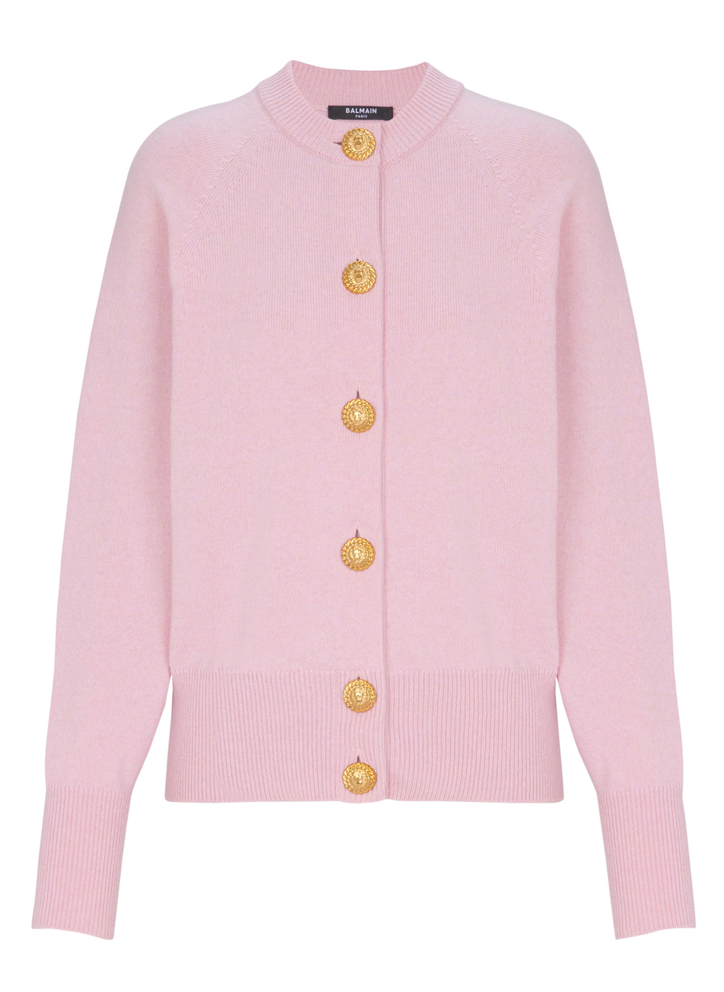 Cardigan boutonné en éco-cachemire BALMAIN Rose