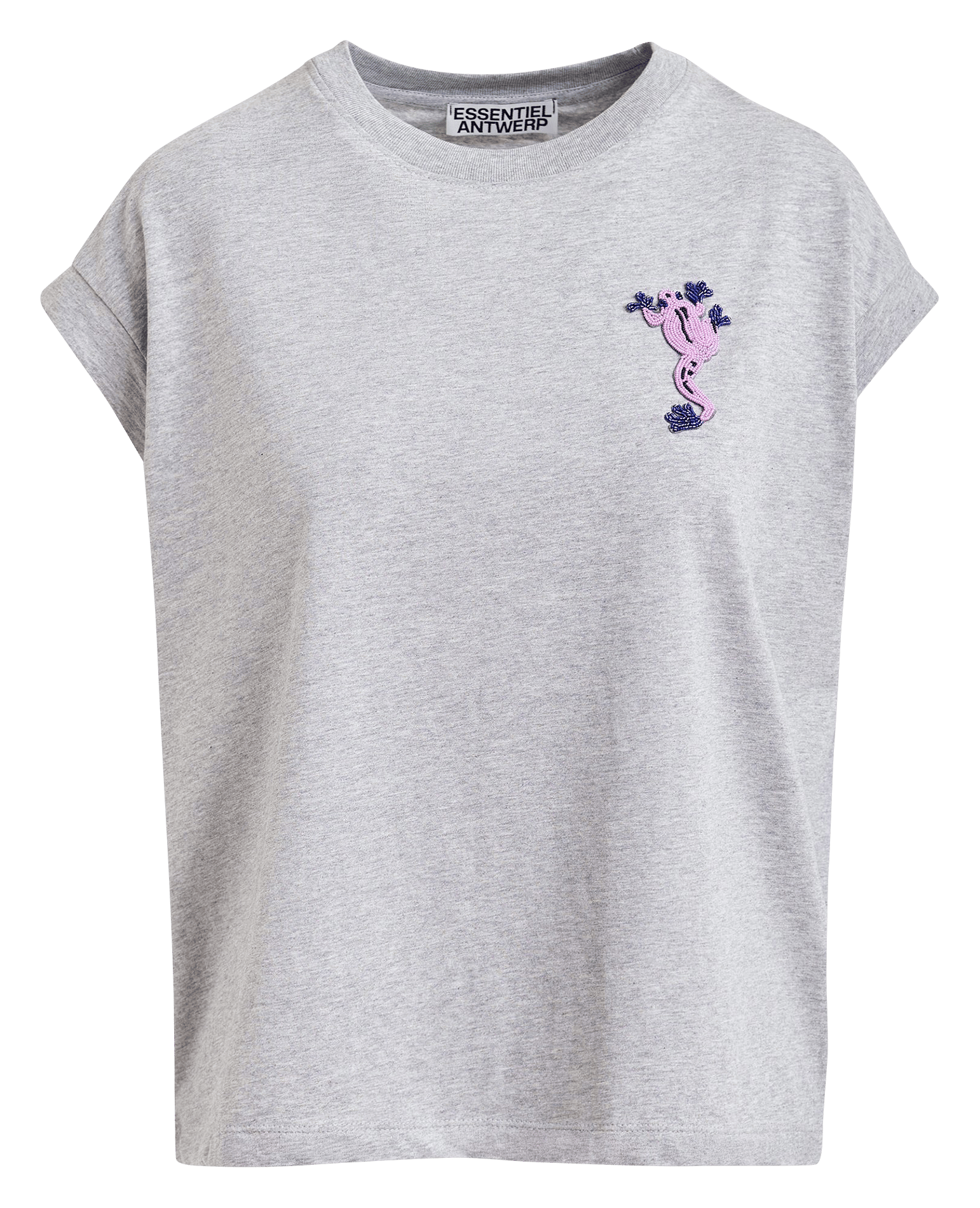Tee-shirt droit à grenouille perlée Jungala ESSENTIEL ANTWERP Gris