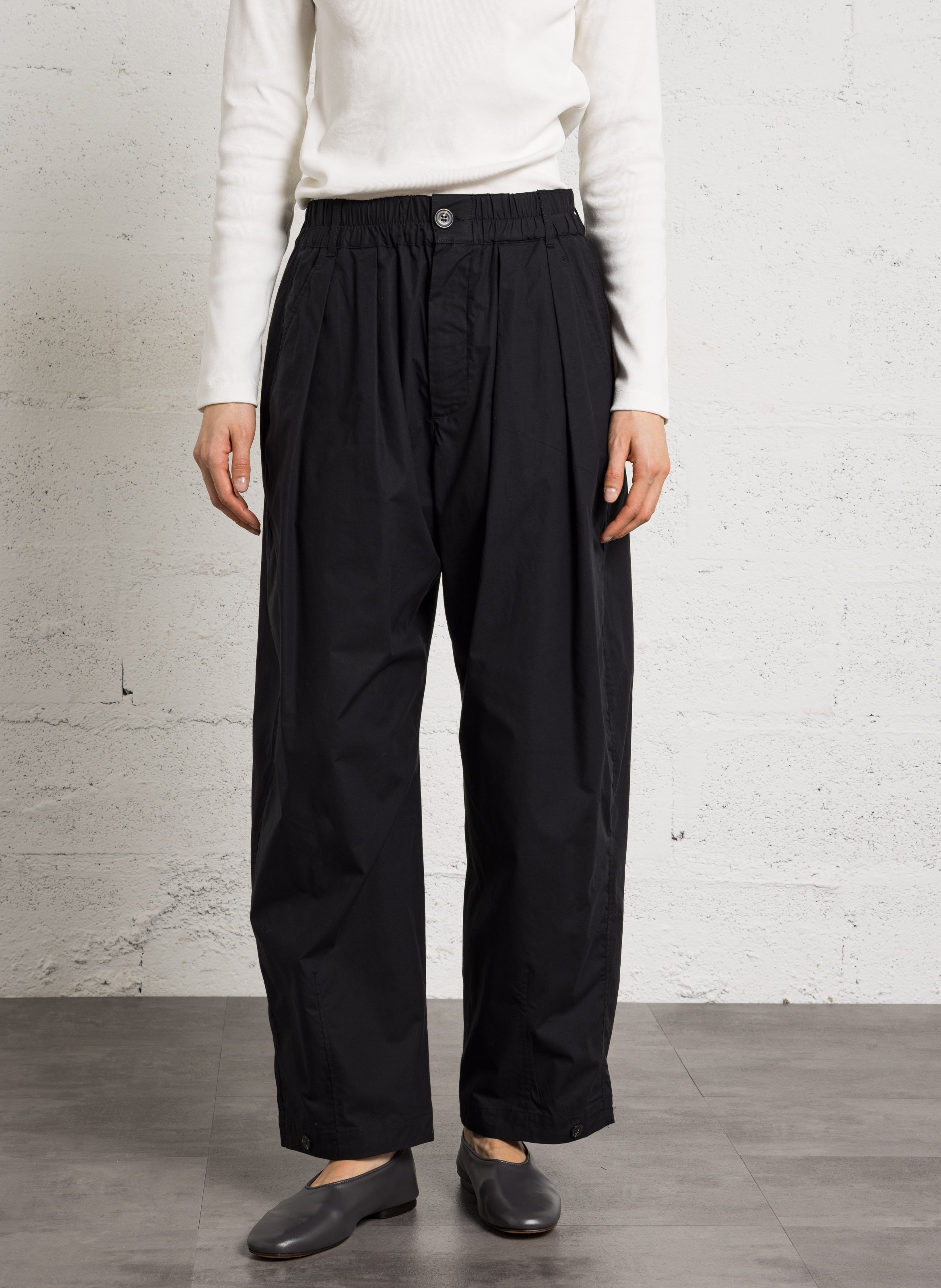 Pantalon large taille haute en coton recyclé vernon SOEUR Noir