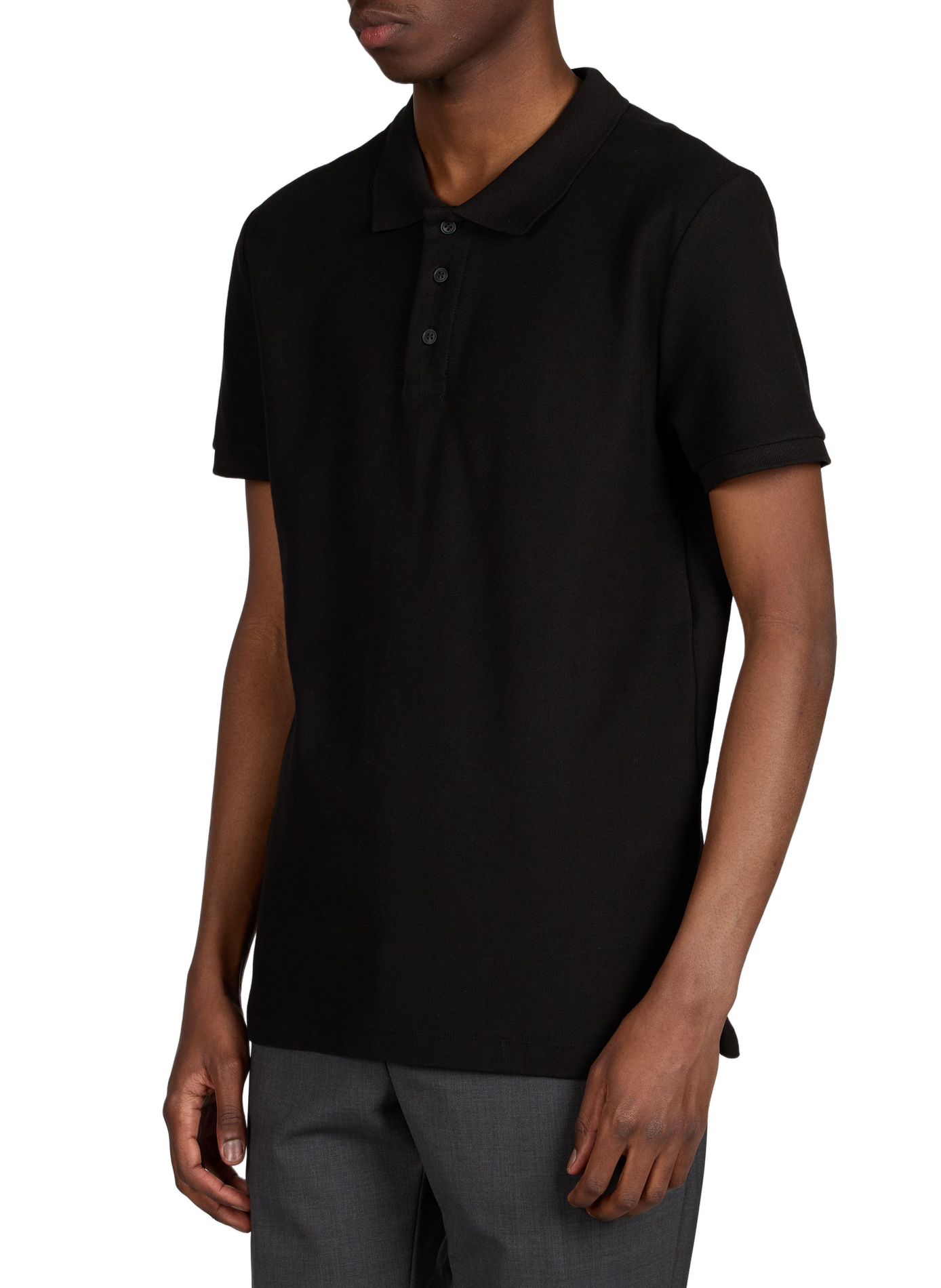 Polo manches courtes en coton AU PRINTEMPS PARIS Noir