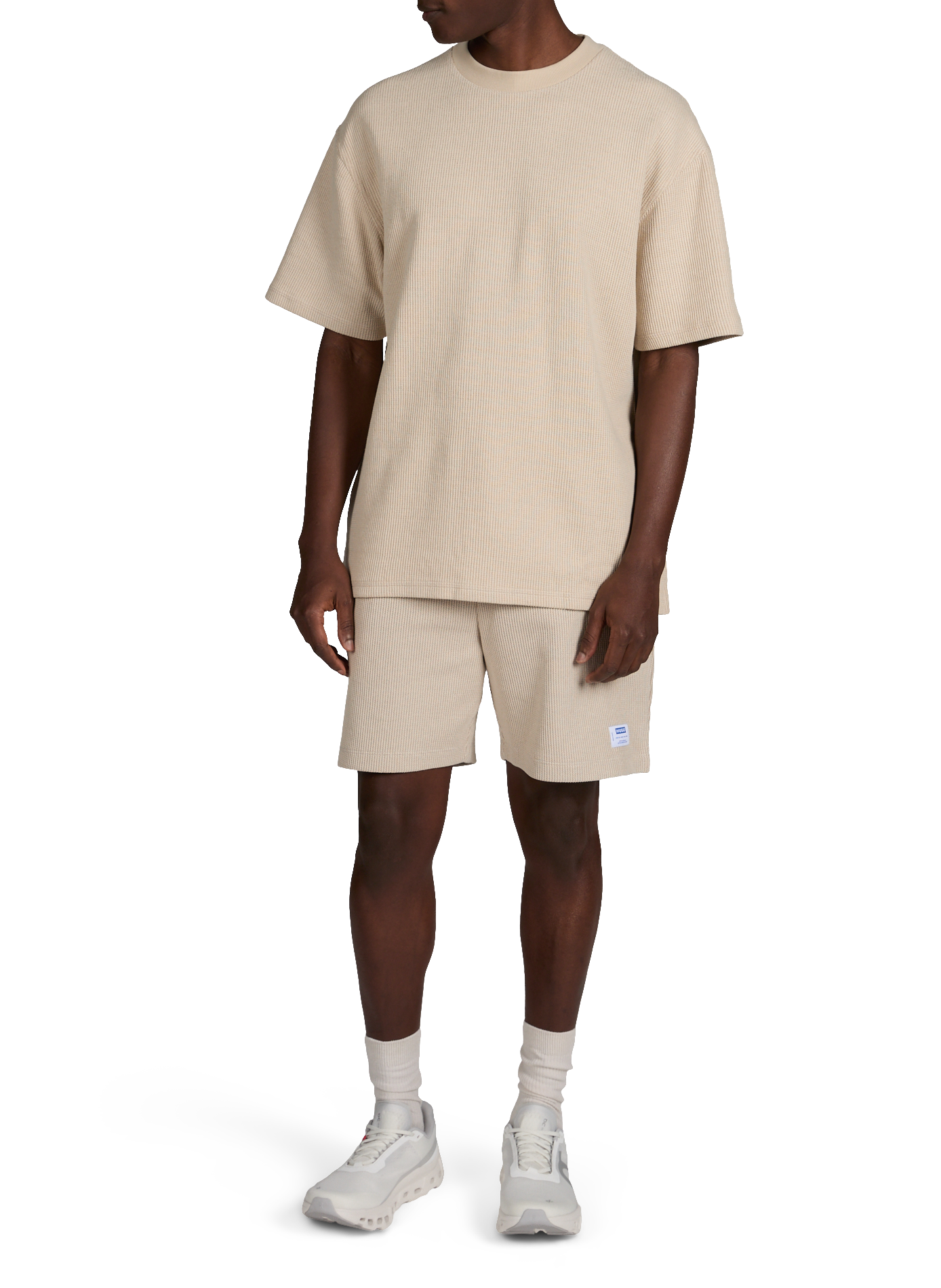 Short ample en coton mélangé gaufré HUGO BLUE Beige