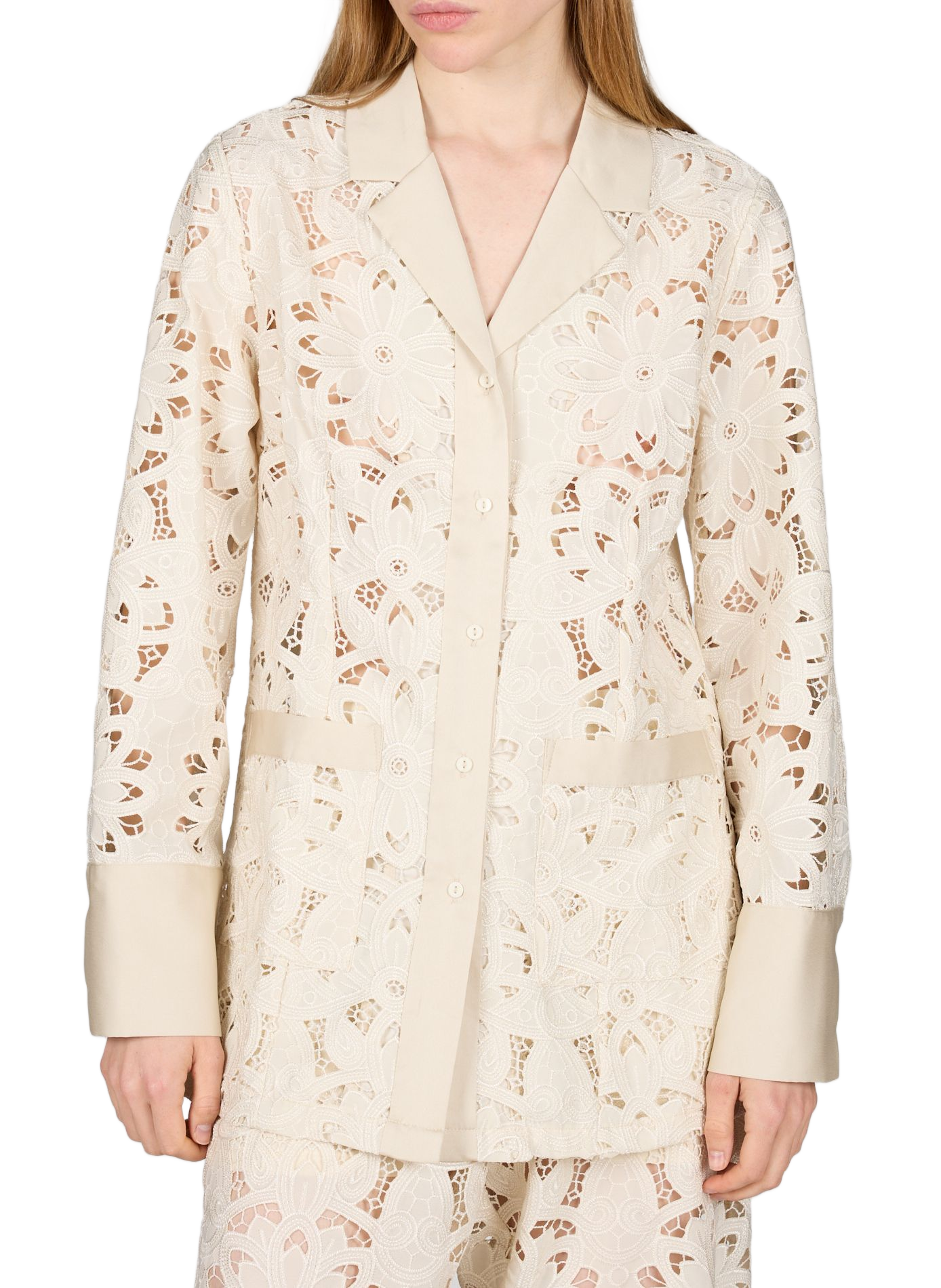 Long-sleeved lace shirt ROUGE EDIT Beige