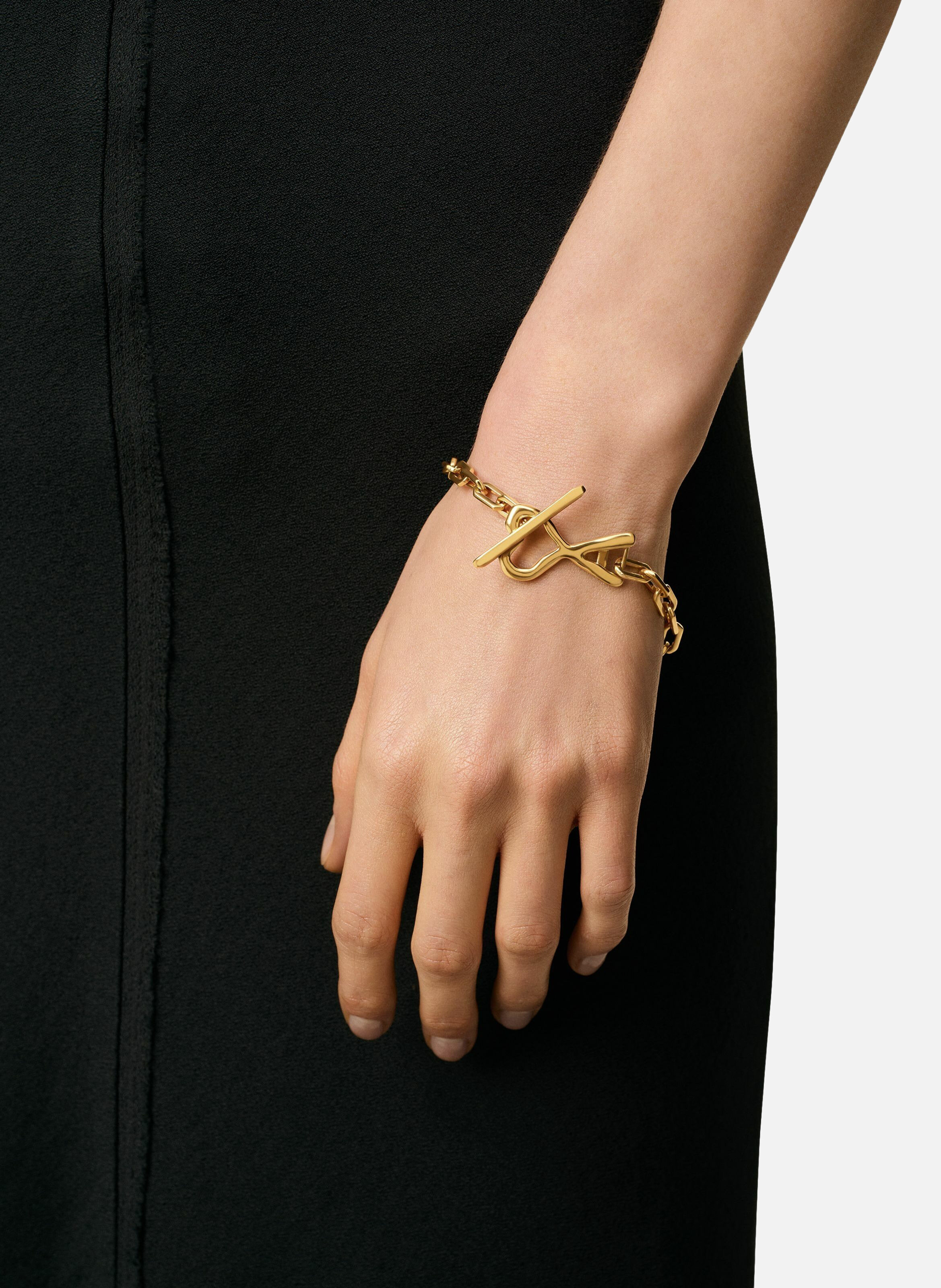 Bracelet  ami de coeur martelé en laiton unisexe AMI PARIS Jaune