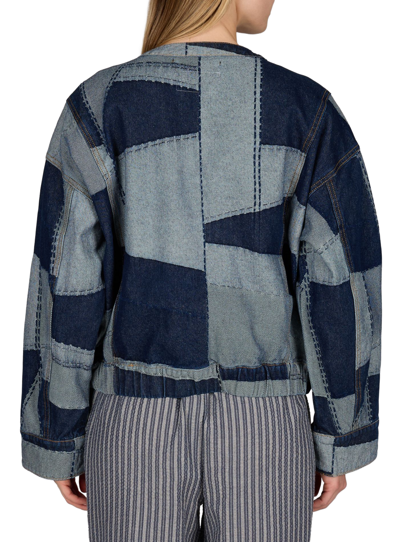 Denim patchwork cotton jacket by Vishelba VILA Blue