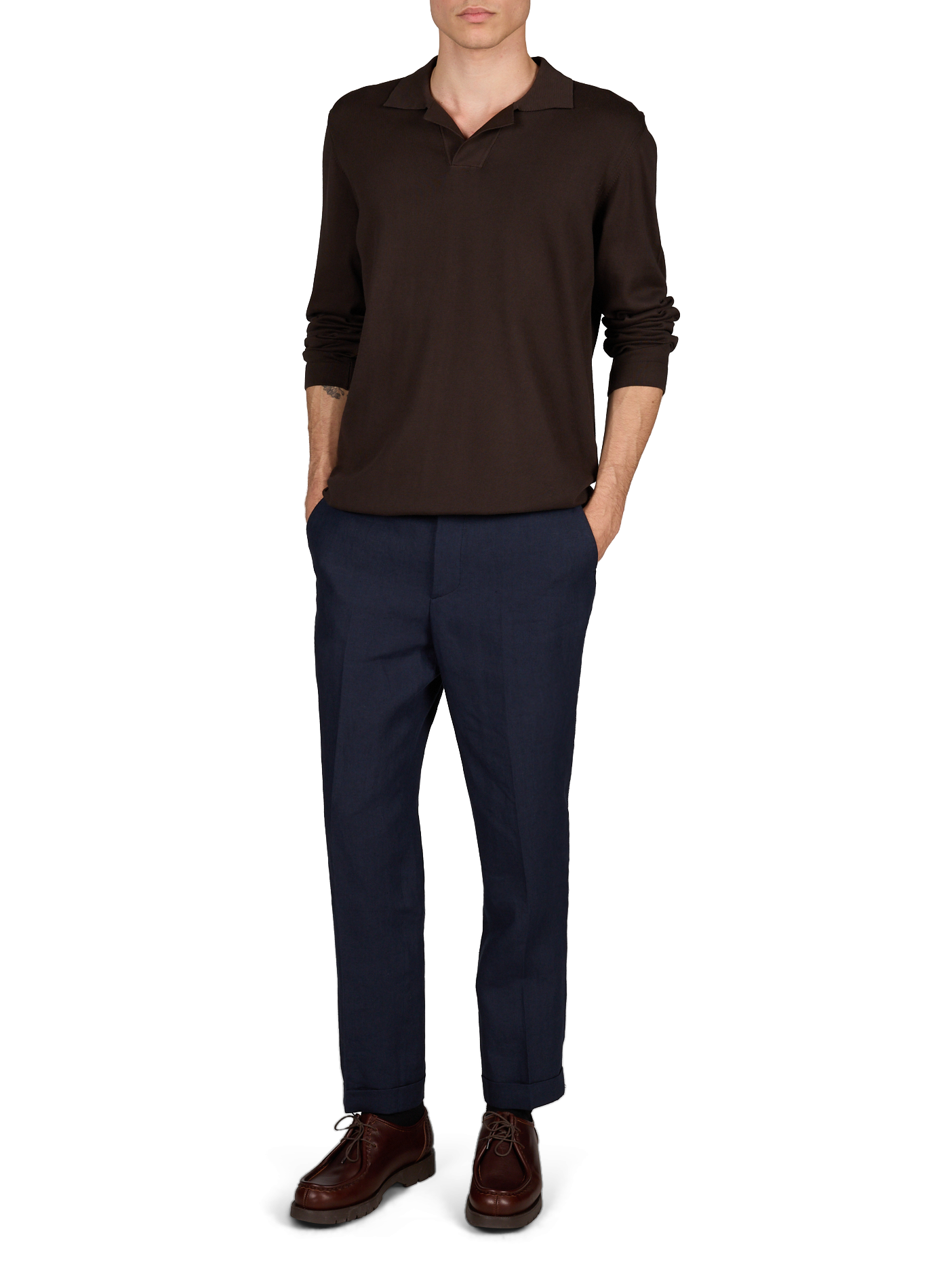 Polo de manga larga de algodón LAFAURIE Marrón