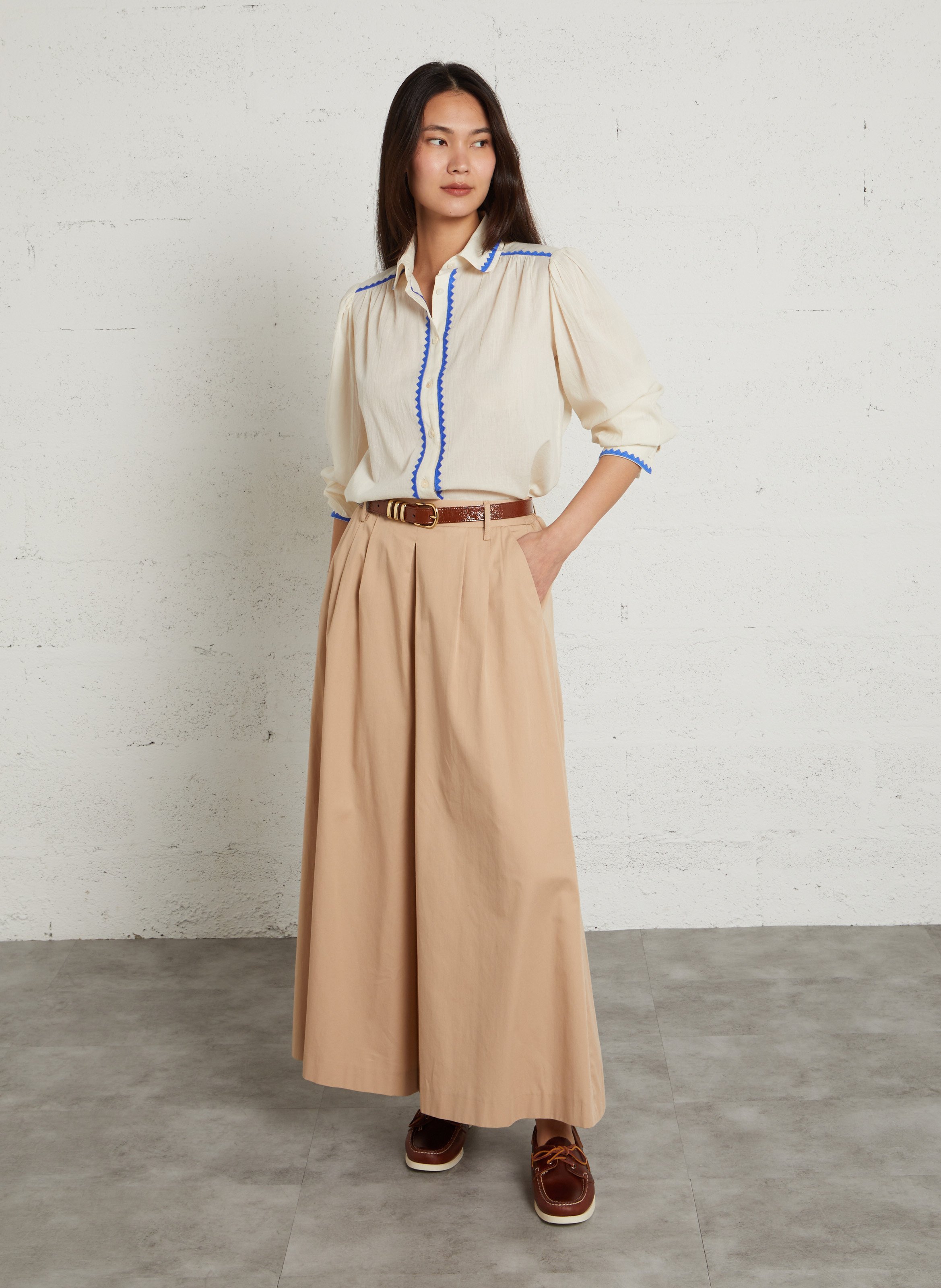 Pantalon extra large uni en coton tatiana MAISON 123 Beige