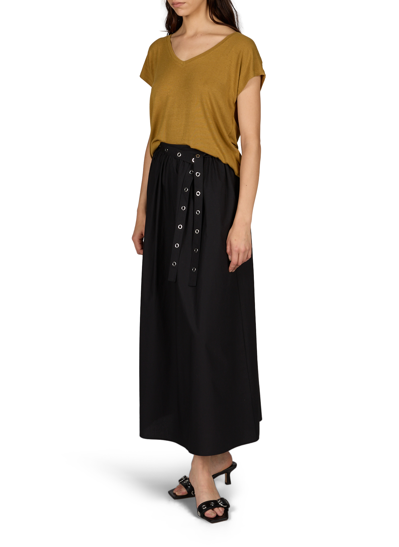Speckled V-neck flowy t-shirt ARTLOVE Brown