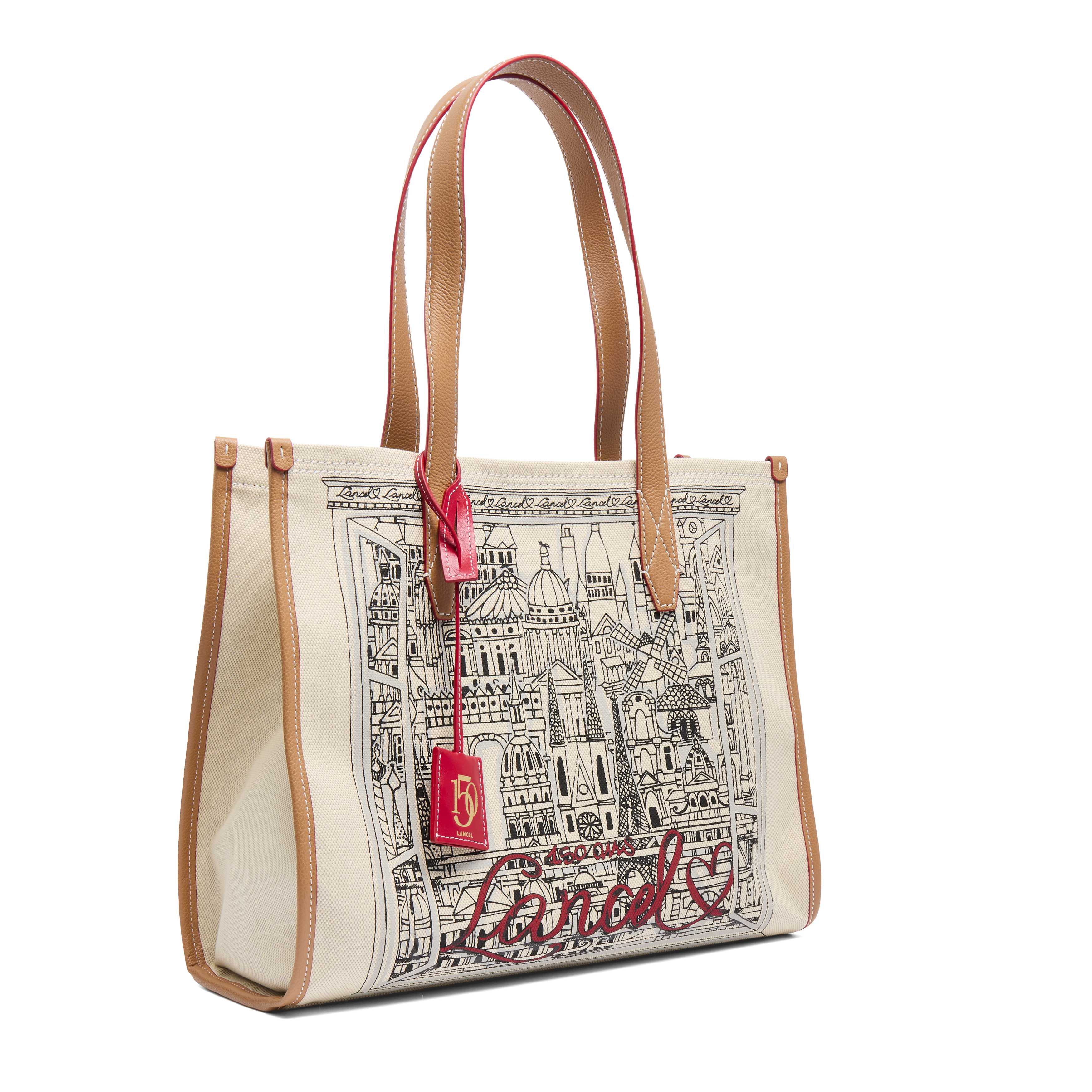 Shopper bag capsule 150 jaar in canvas en rundleer LANCEL Veelkleurig