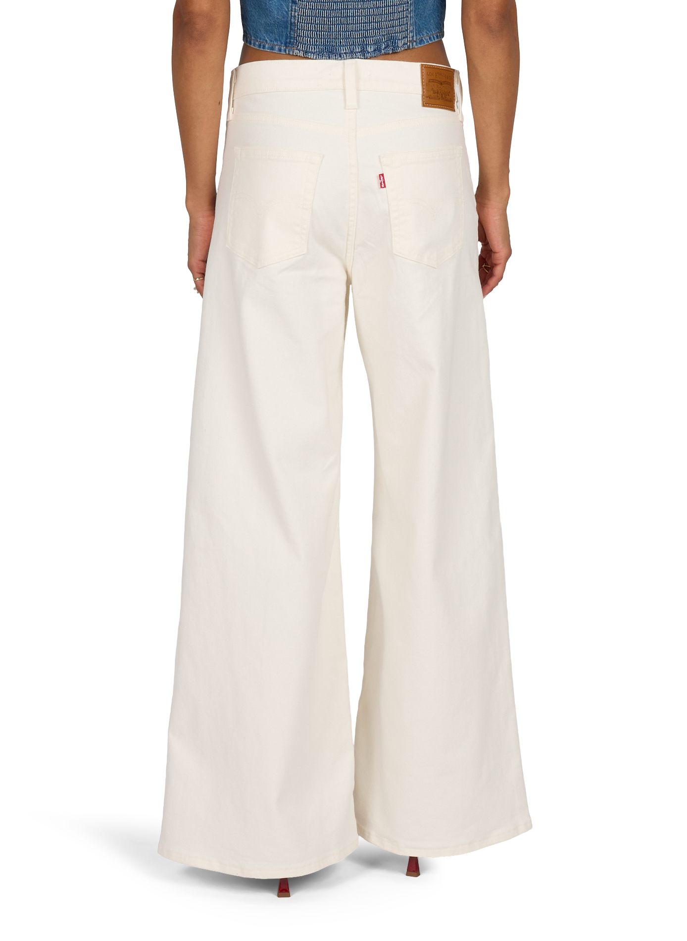Jean 728 large à taille haute en coton mélangé LEVI'S Blanc